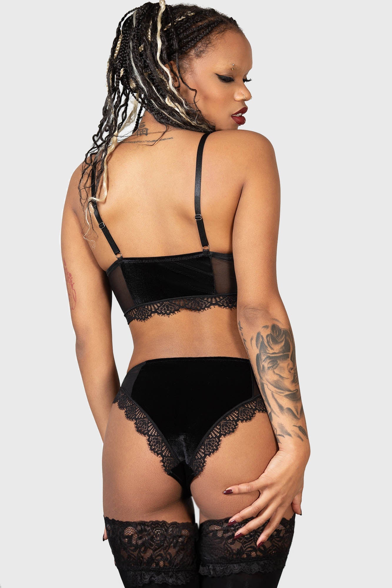 Killstar Freyja Velvet Bralette with Moon Charm & Lace Trim
