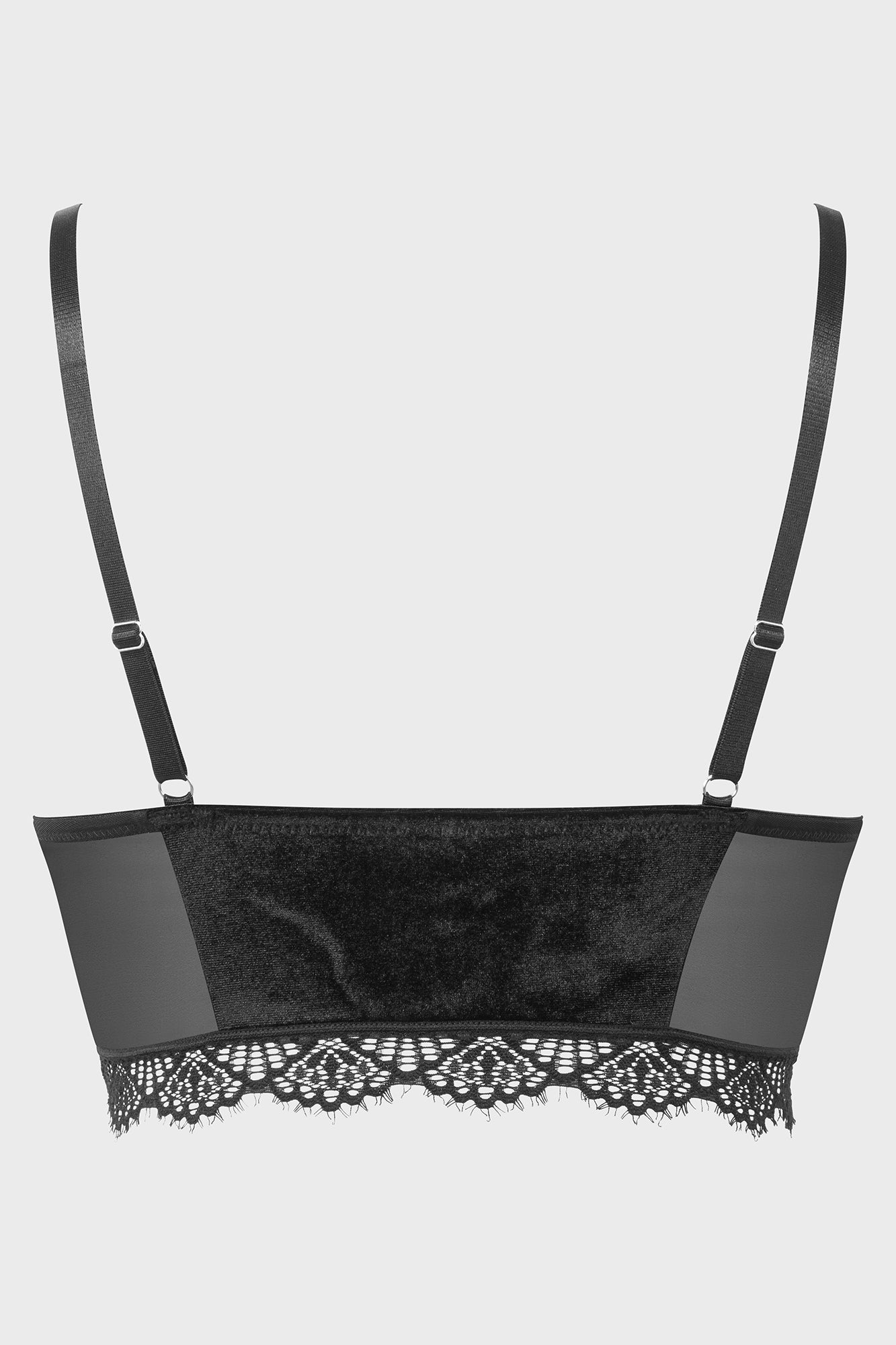 Killstar Freyja Velvet Bralette with Moon Charm & Lace Trim