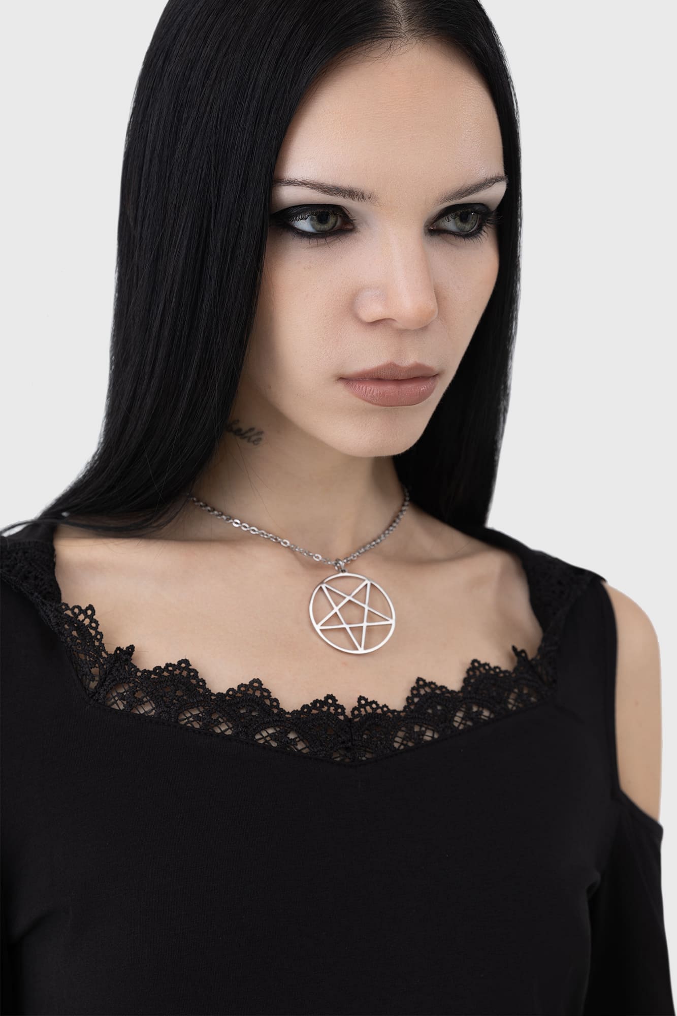 Killstar Moon Card Hooded Mini Dress with Lace Trim