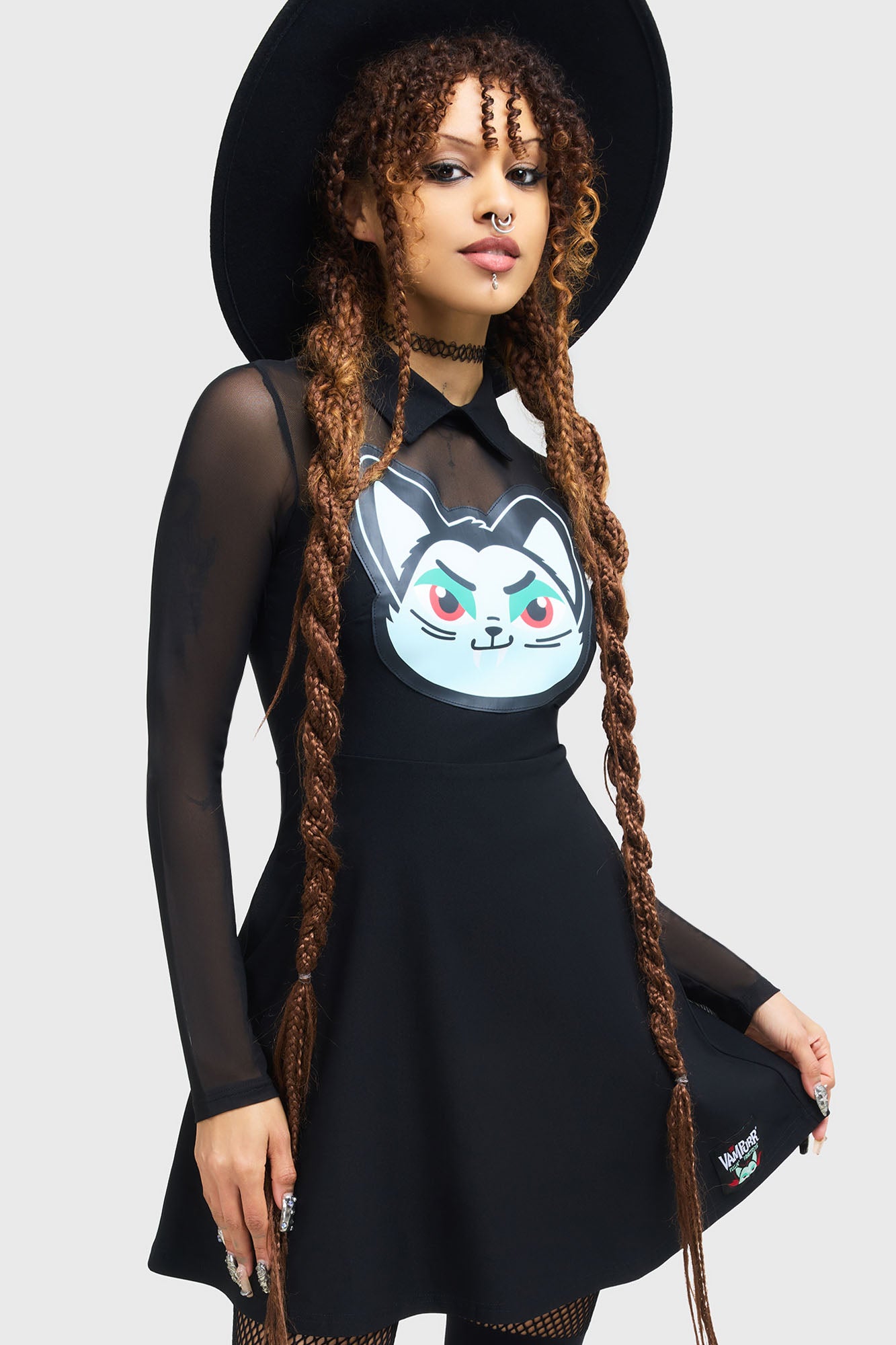 Killstar Vampurr Skater Dress with Mesh & Statement Print