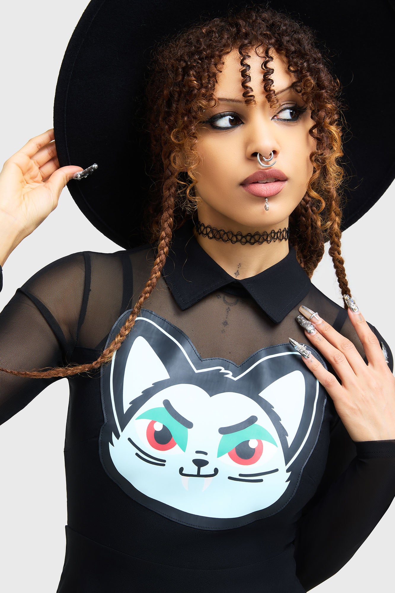 Killstar Vampurr Skater Dress with Mesh & Statement Print