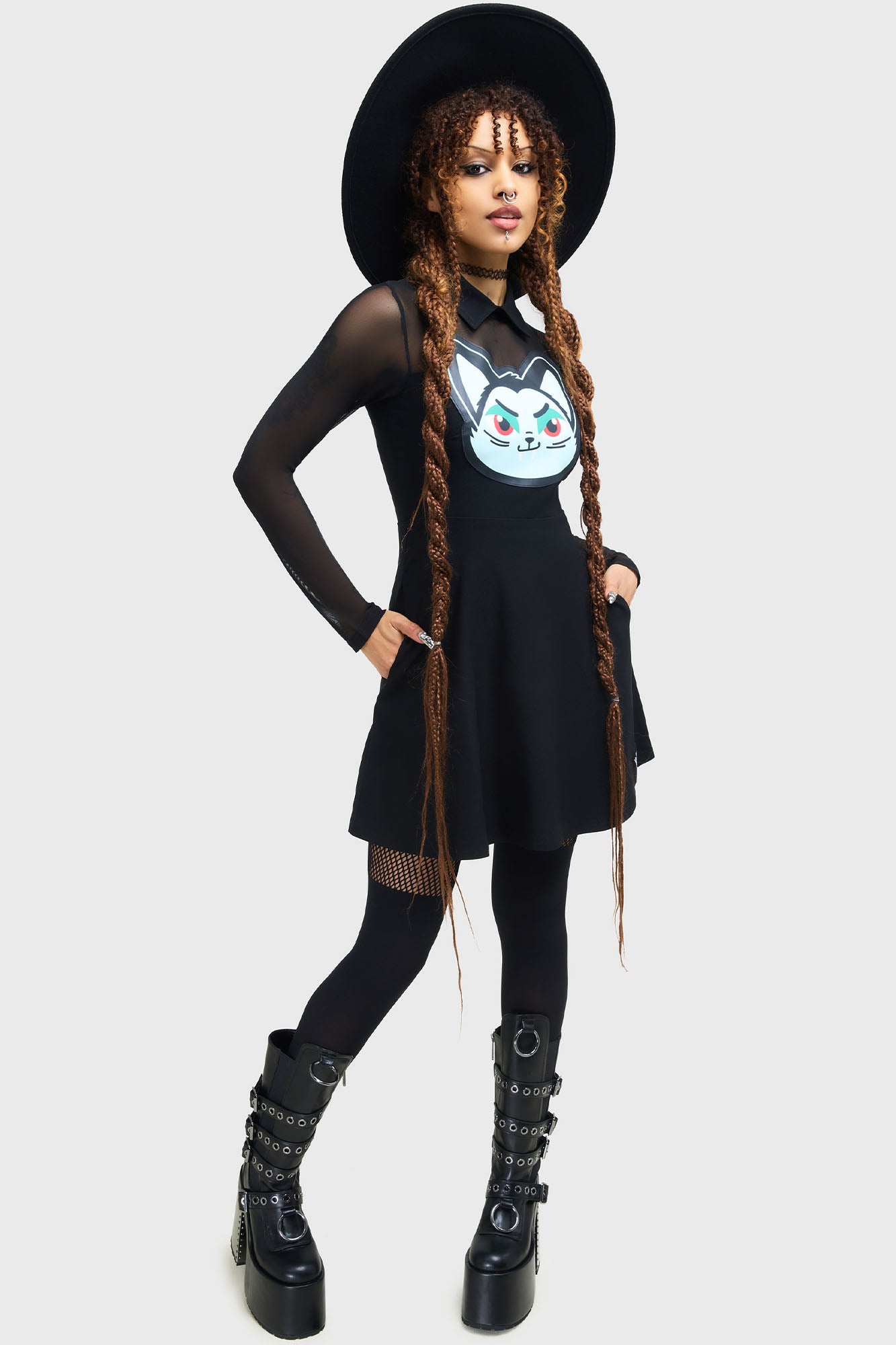 Killstar Vampurr Skater Dress with Mesh & Statement Print