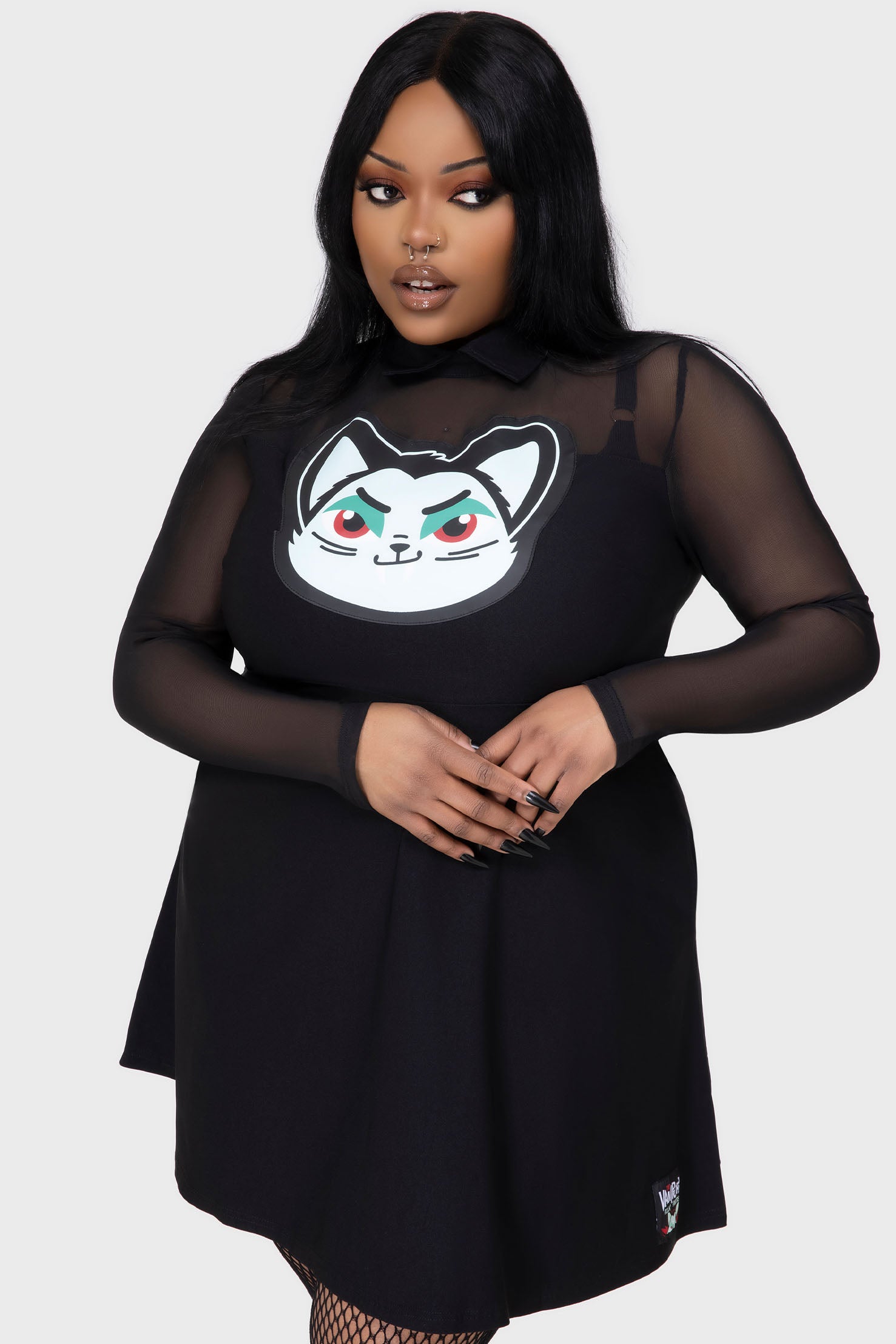 Killstar Vampurr Skater Dress with Mesh & Statement Print