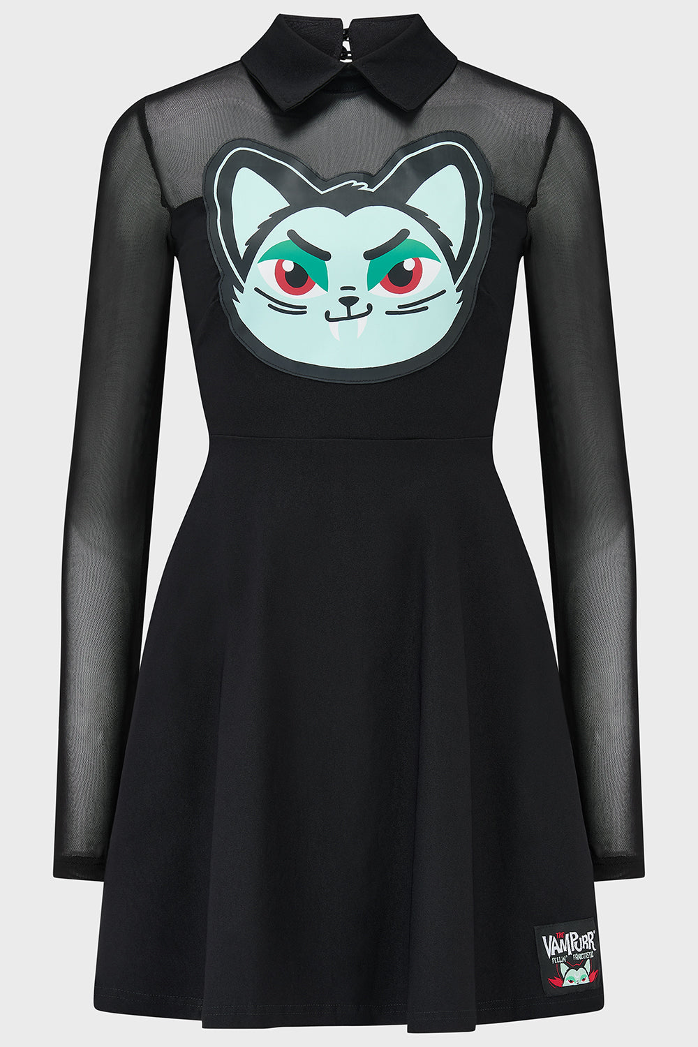 Killstar Vampurr Skater Dress with Mesh & Statement Print