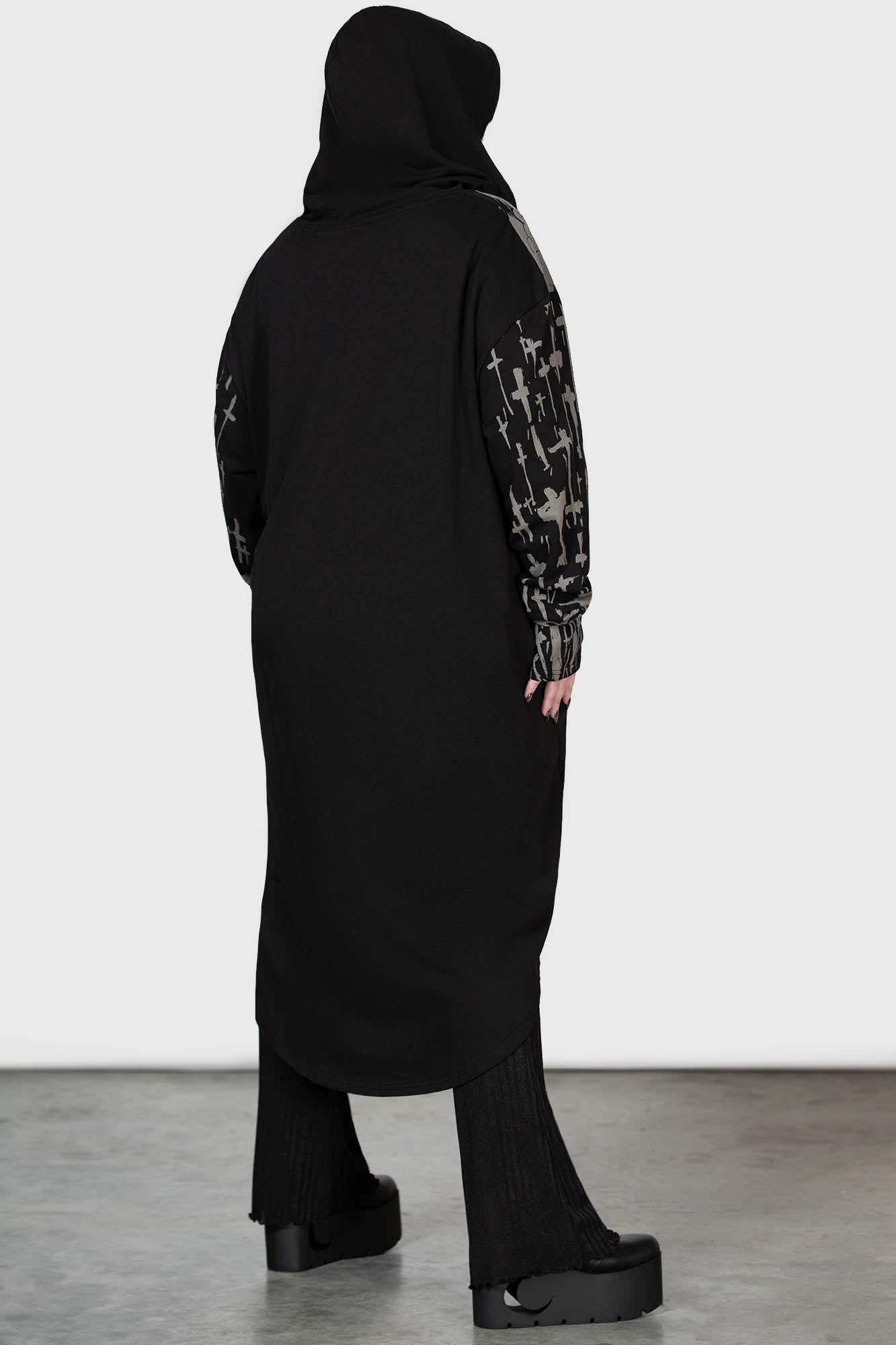 Killstar Cross The Bear Graphic Longline Hoodie - Unisex Cotton