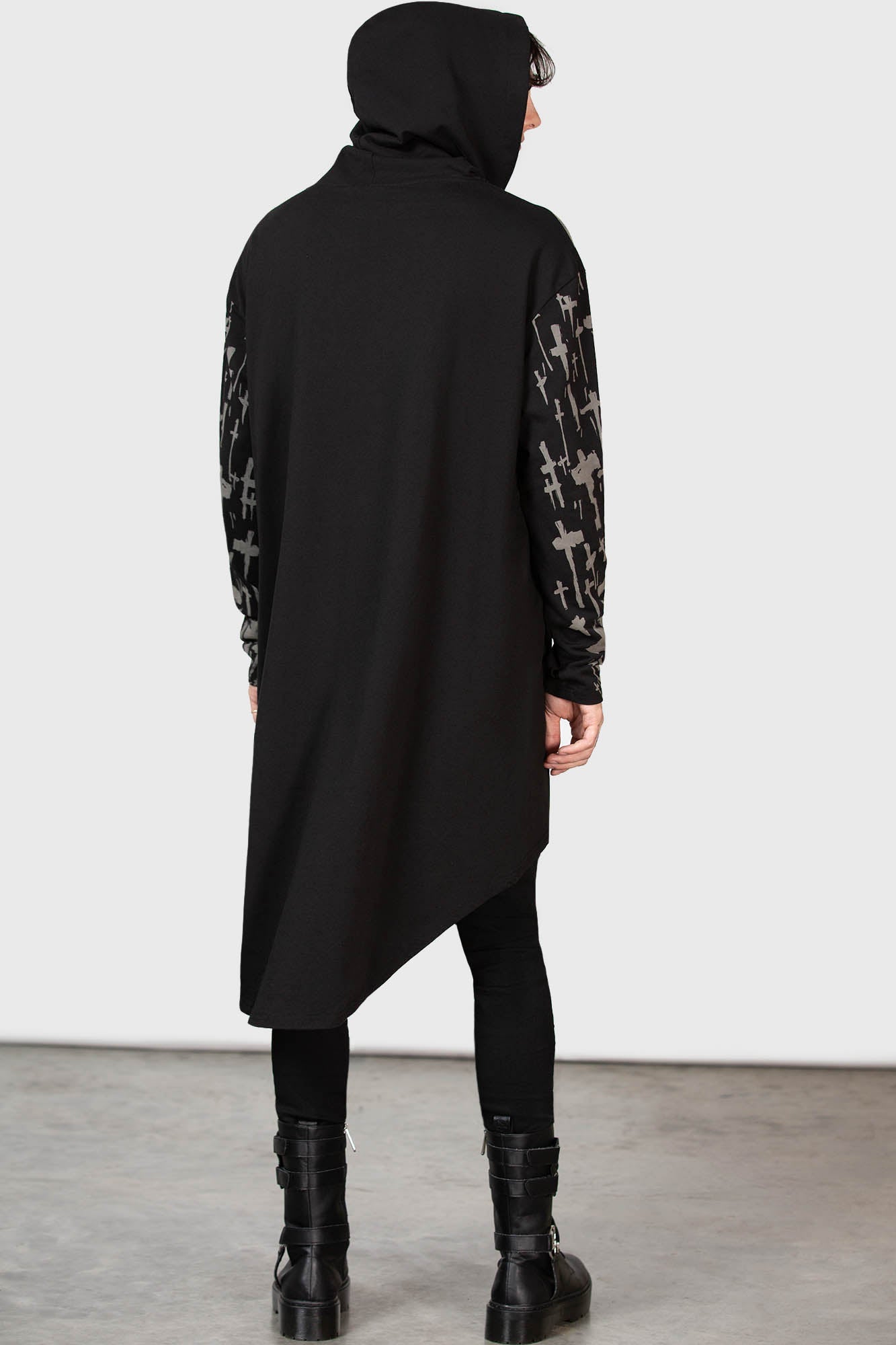 Killstar Cross The Bear Graphic Longline Hoodie - Unisex Cotton