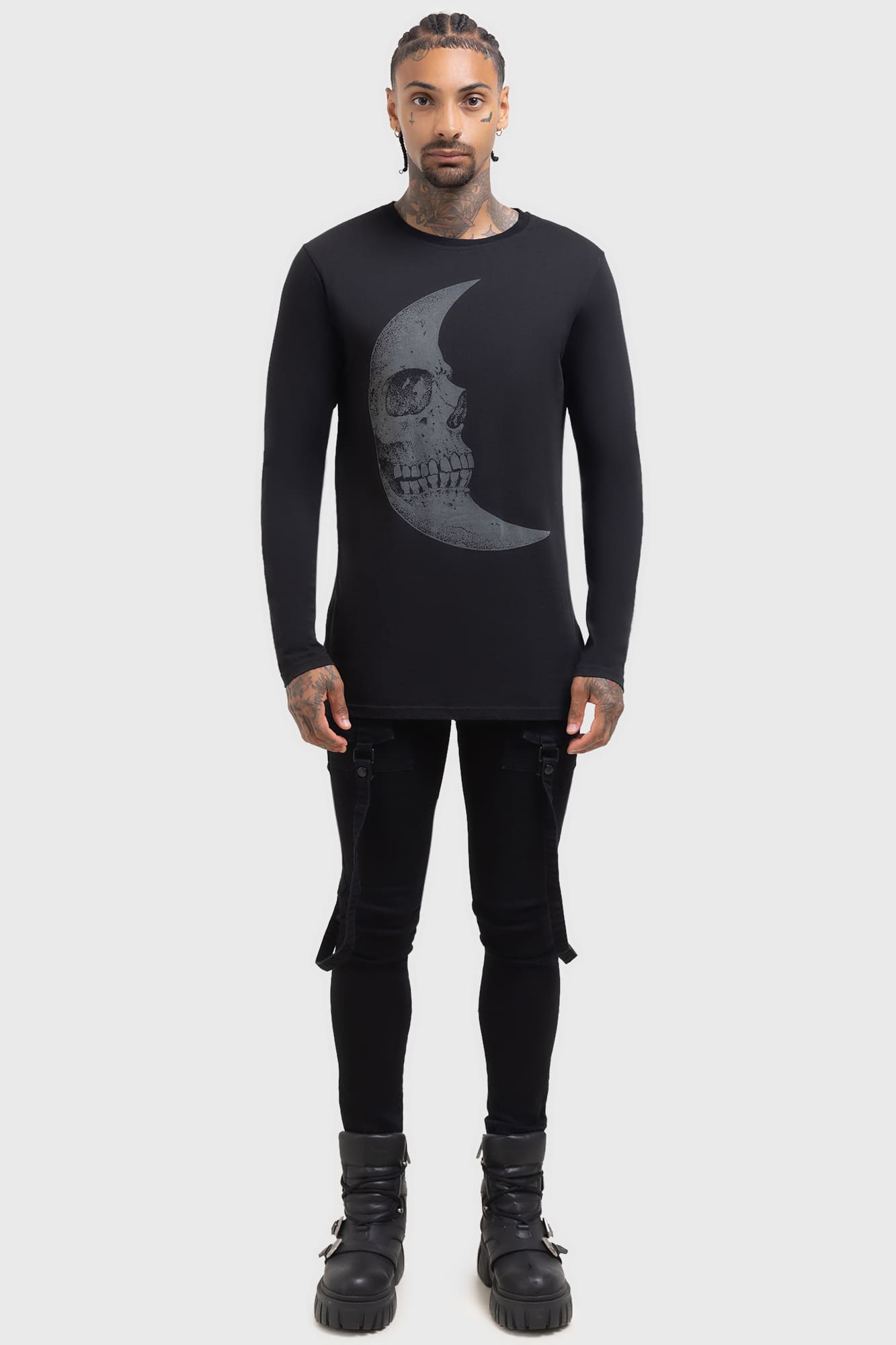 Kihlist Lunar Crescent Graphic Long Sleeve Cotton Top