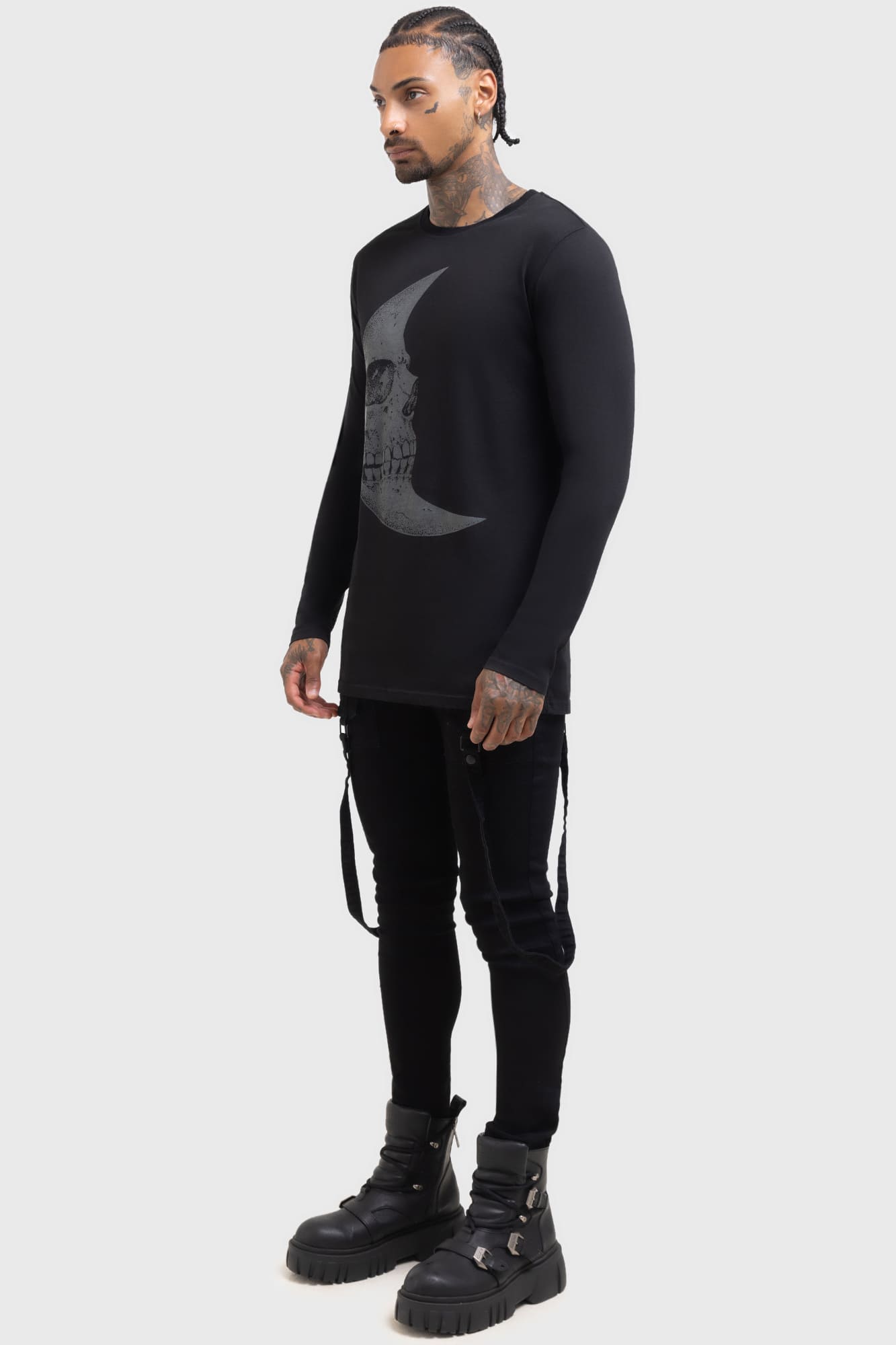 Kihlist Lunar Crescent Graphic Long Sleeve Cotton Top