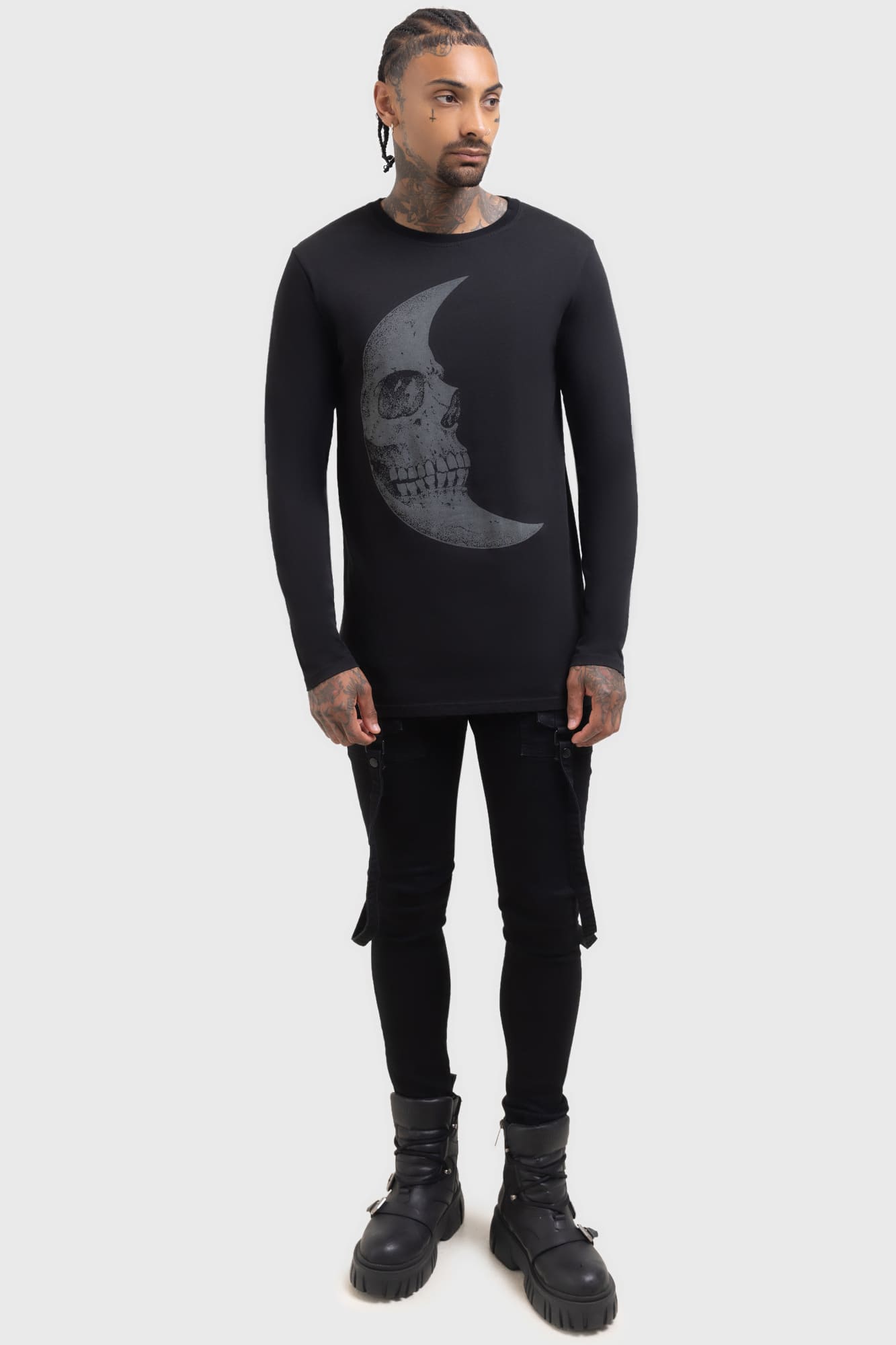 Kihlist Lunar Crescent Graphic Long Sleeve Cotton Top
