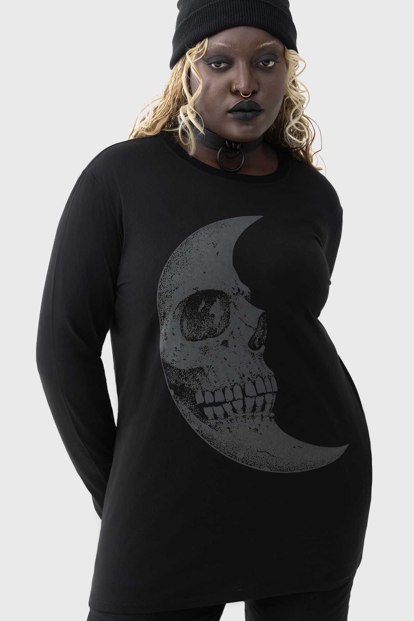 Kihlist Lunar Crescent Graphic Long Sleeve Cotton Top