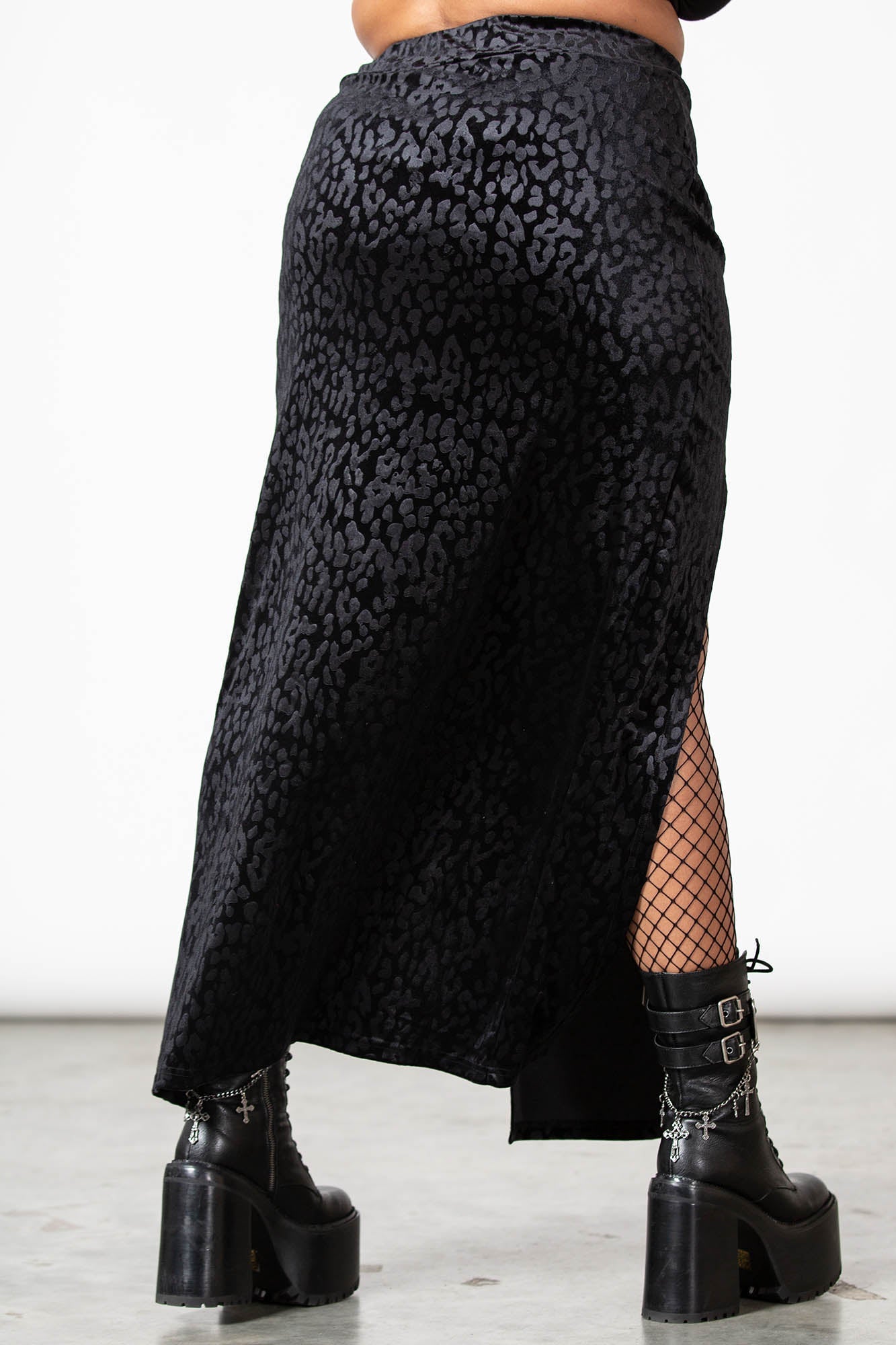 Killstar Nine Lives Velvet Leopard Print Skirt - Plus Size