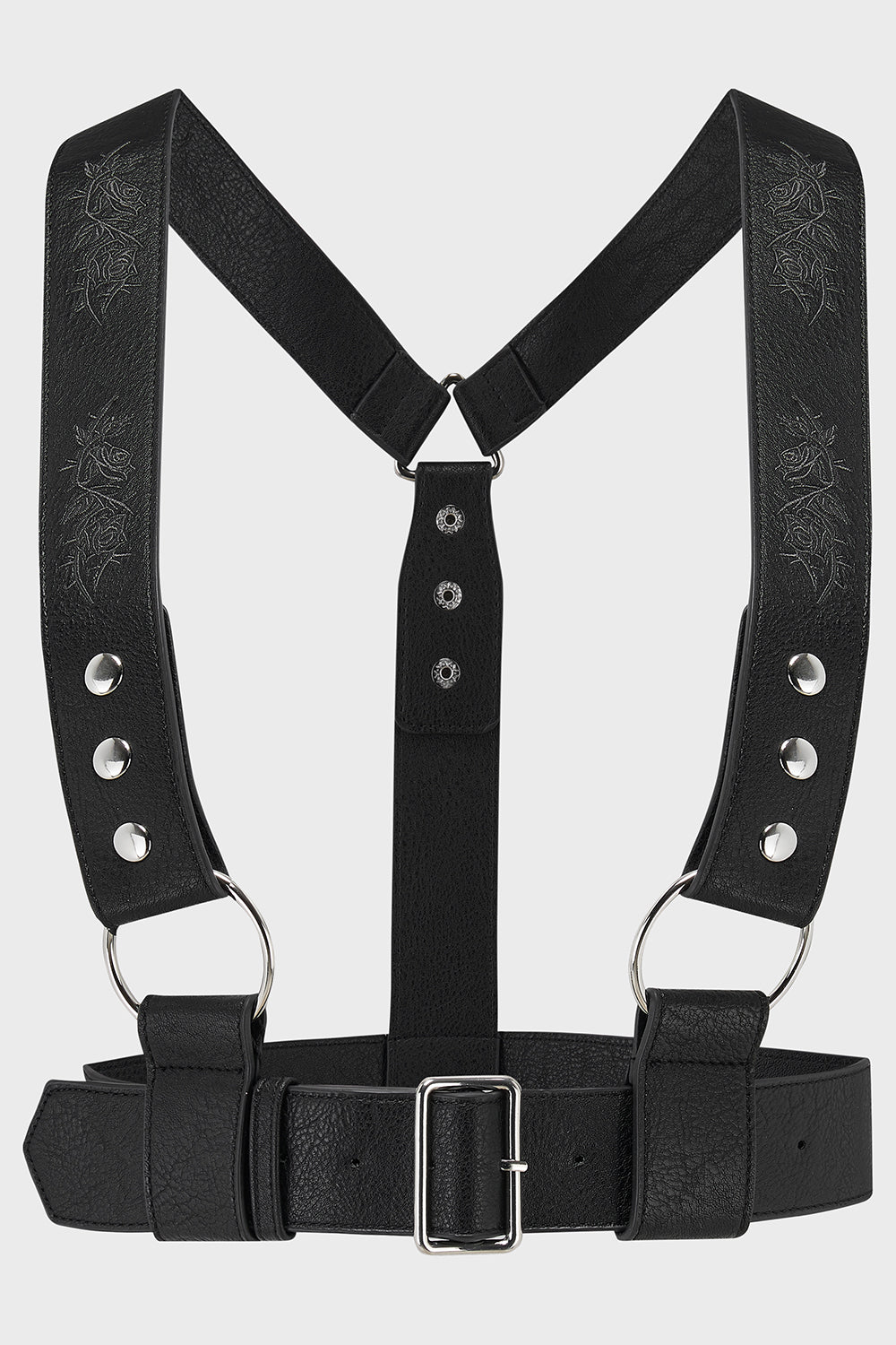 Grimflora PU Harness with Embroidery & Adjustable Straps