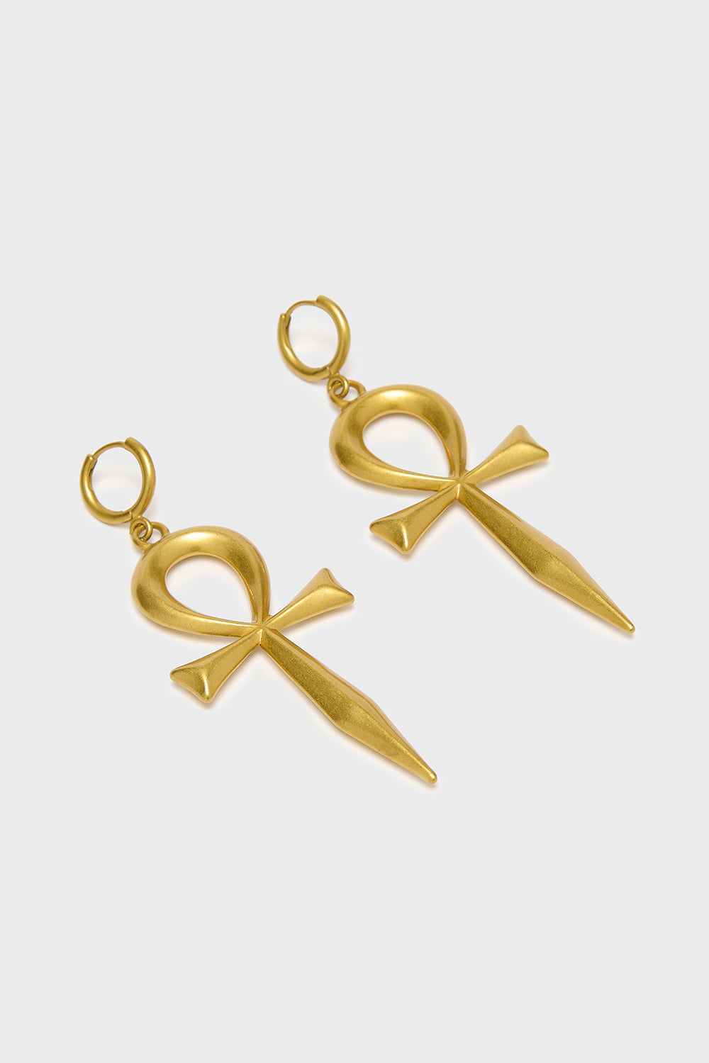 Killstar Gold Ankh Hoop Earrings - Statement Resurrection Design