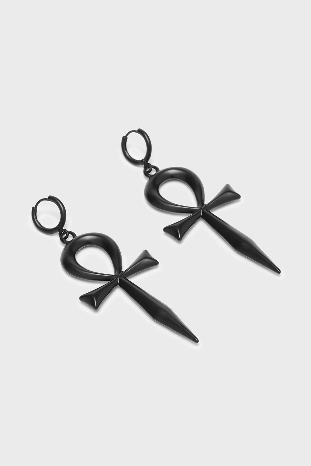Killstar Black Resurrection Ankh Hoop Earrings