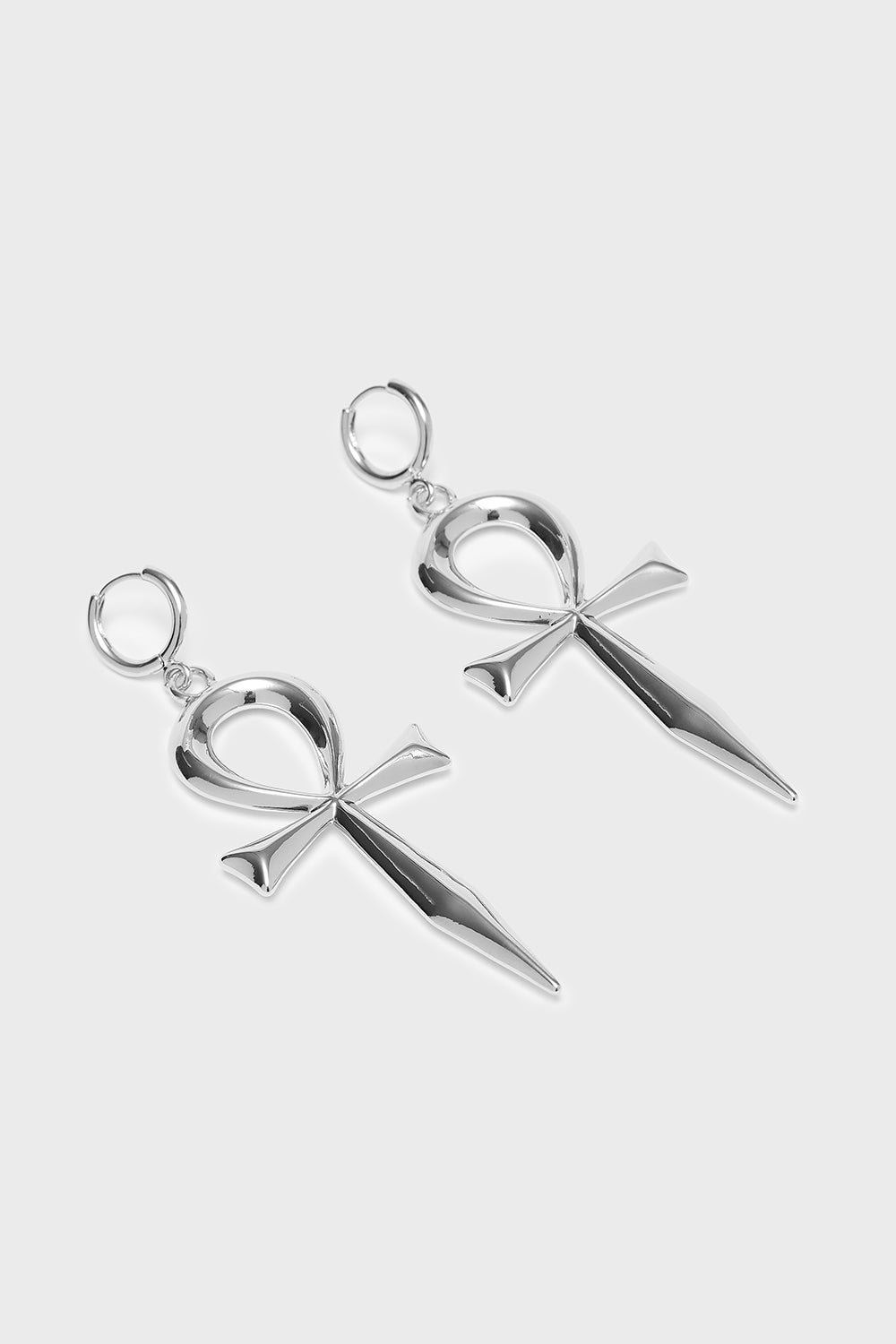 Killstar Silver Ankh Hoop Earrings - Resurrection Design