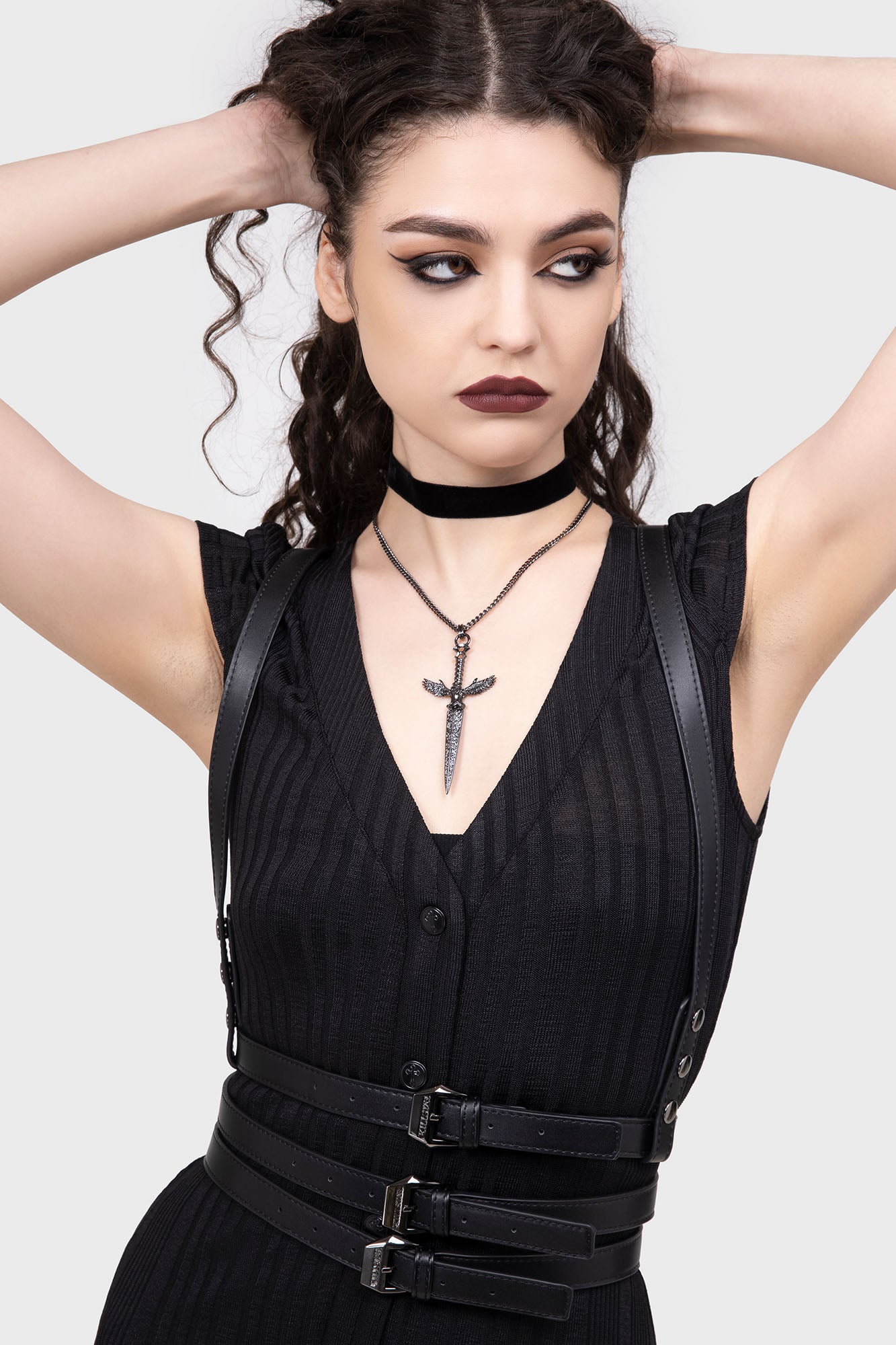 Killstar Stygian PU Leather Harness with Adjustable Straps