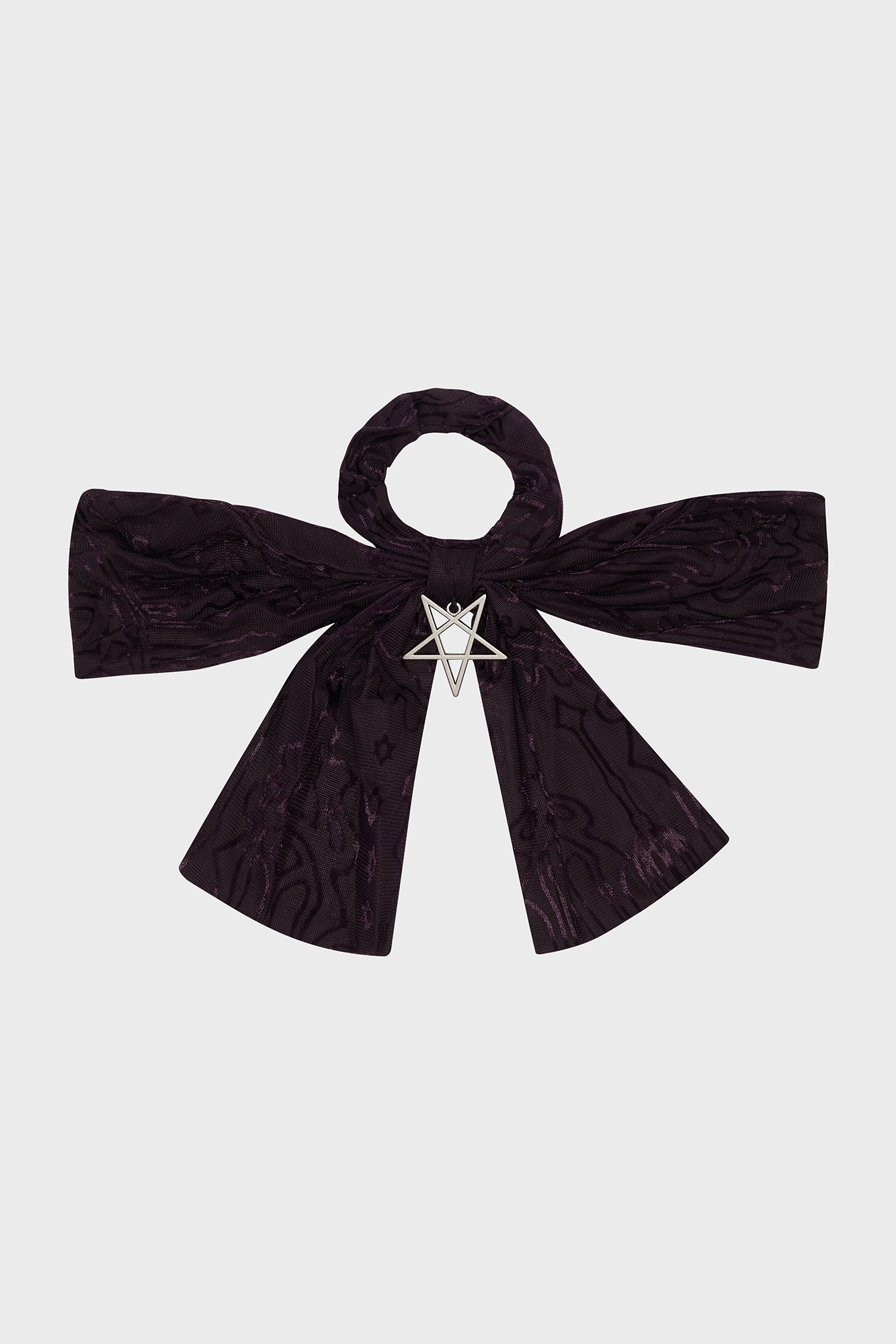 Killstar Purple Velvet Hair Bow with Pentagram Detail
