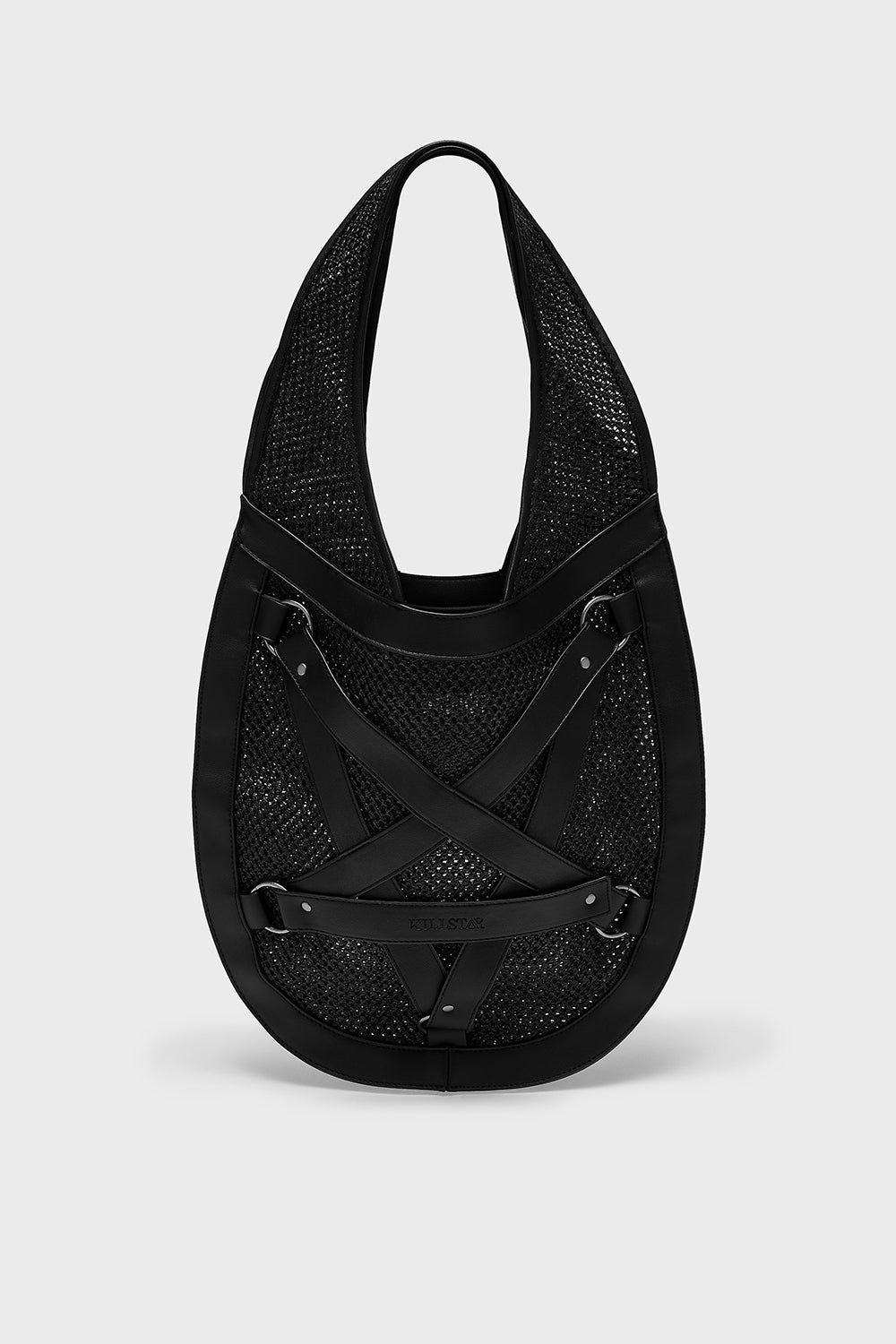 Killstar Penta Waves Raffia Tote Bag with PU Accents