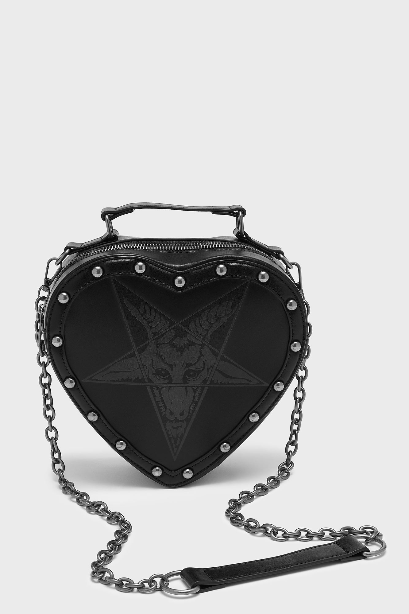 Mephistar Heart-Shaped PU Shoulder Bag with Chain Strap