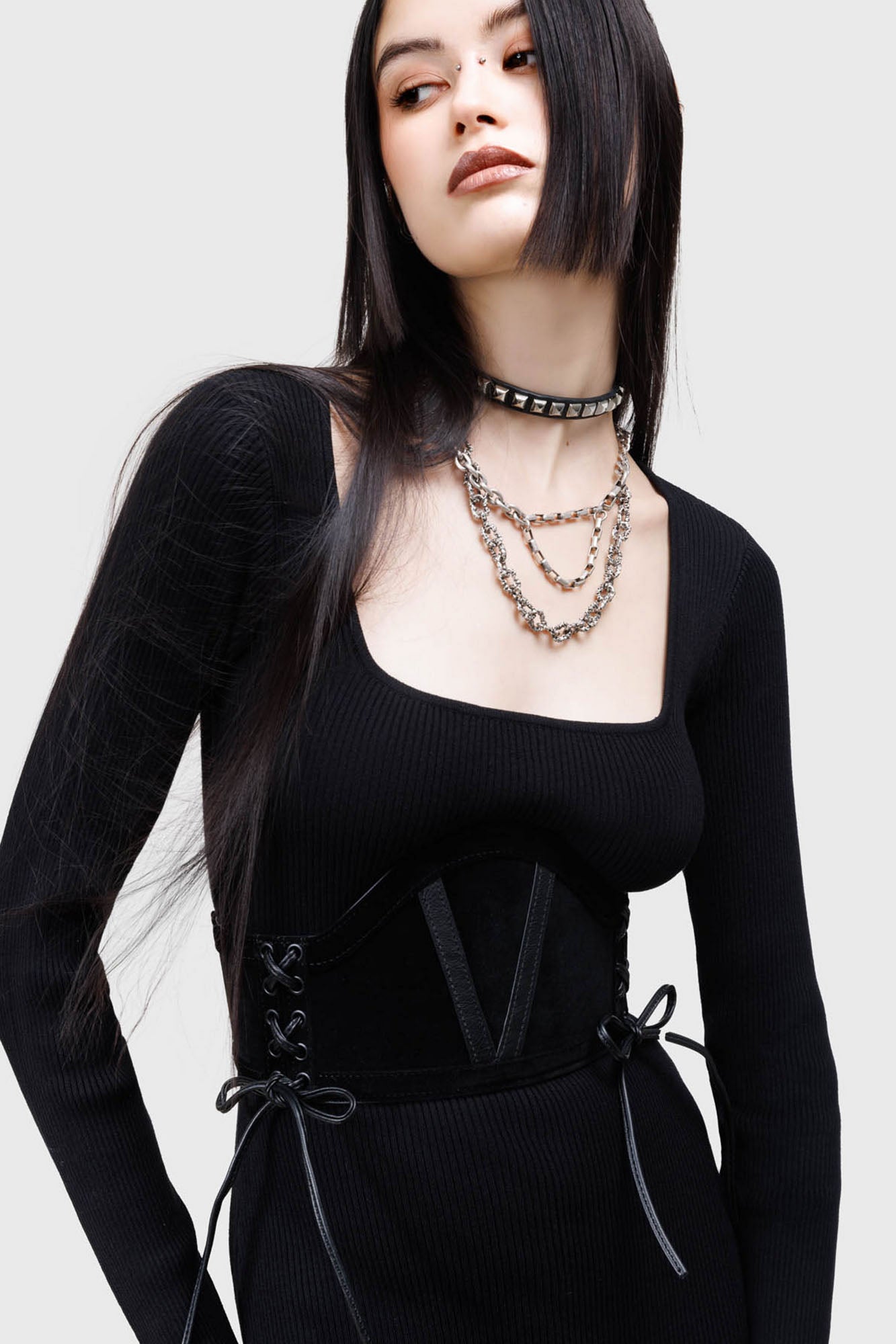 KIHILIST Nocturnix PU Suedette Corset Belt - Adjustable Underbust Fashion Accessory