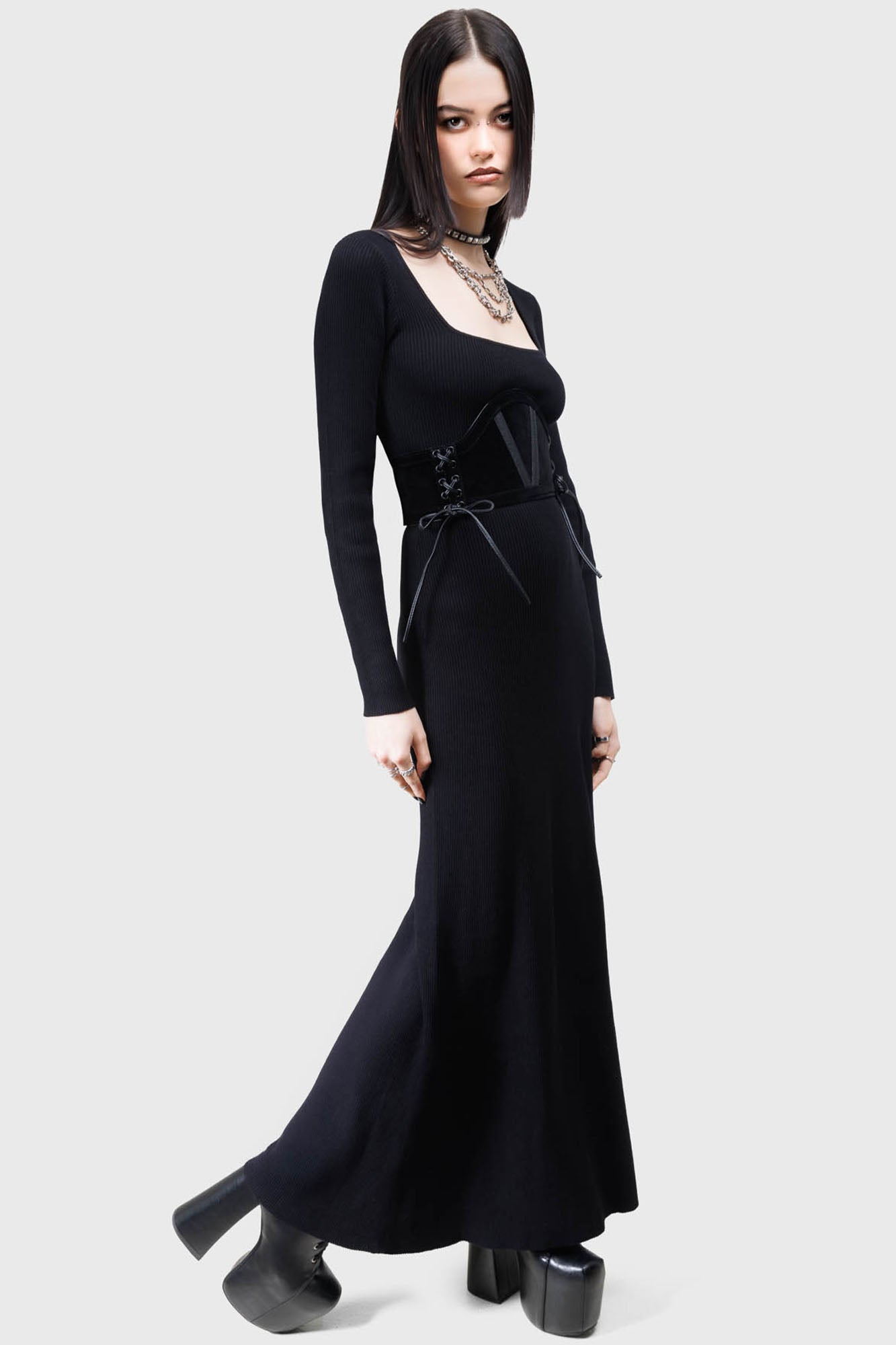 KIHILIST Nocturnix PU Suedette Corset Belt - Adjustable Underbust Fashion Accessory