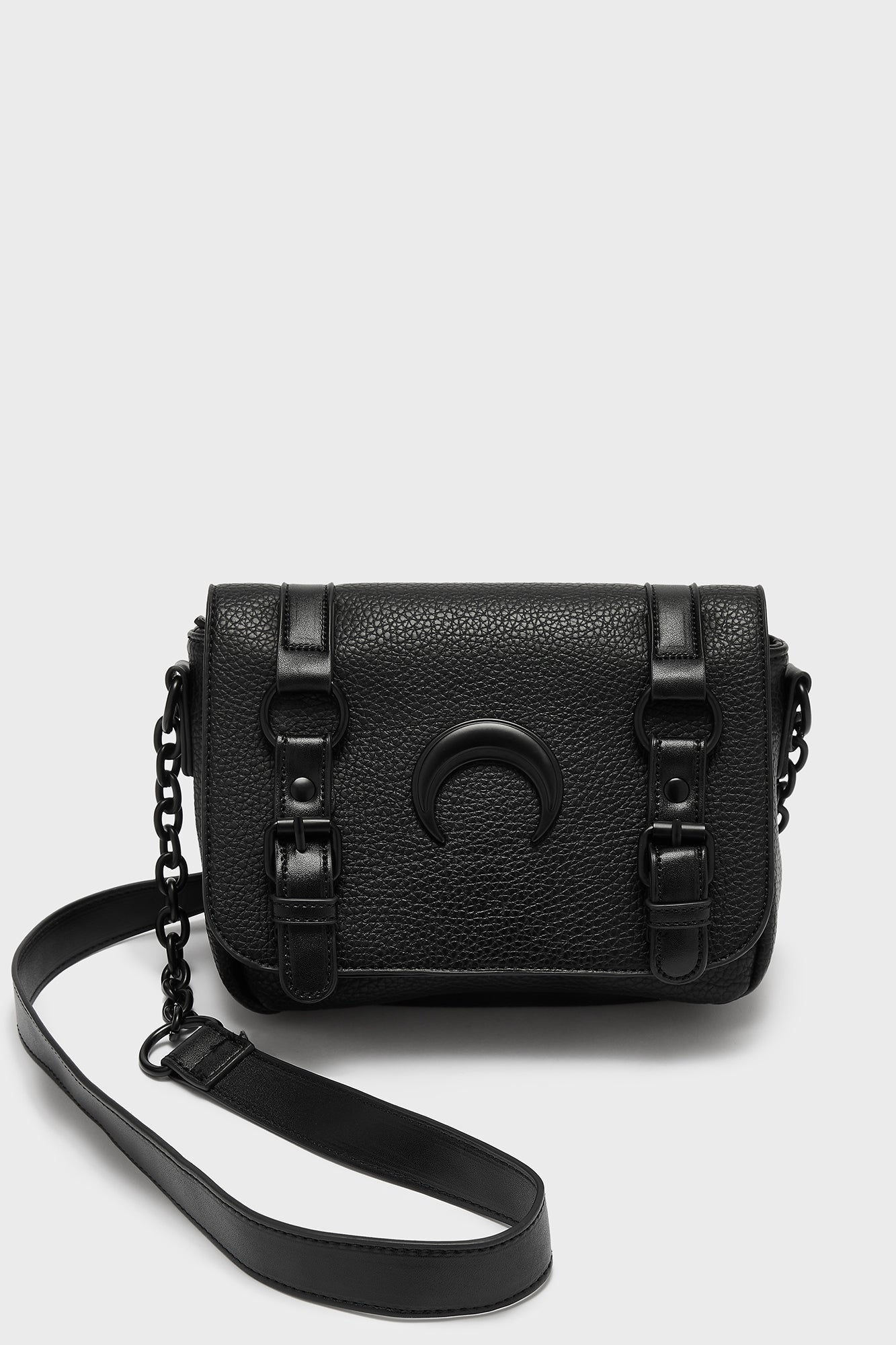 Lunatrix Crossbody Bag with Crescent Moon Detail & Black Hardware