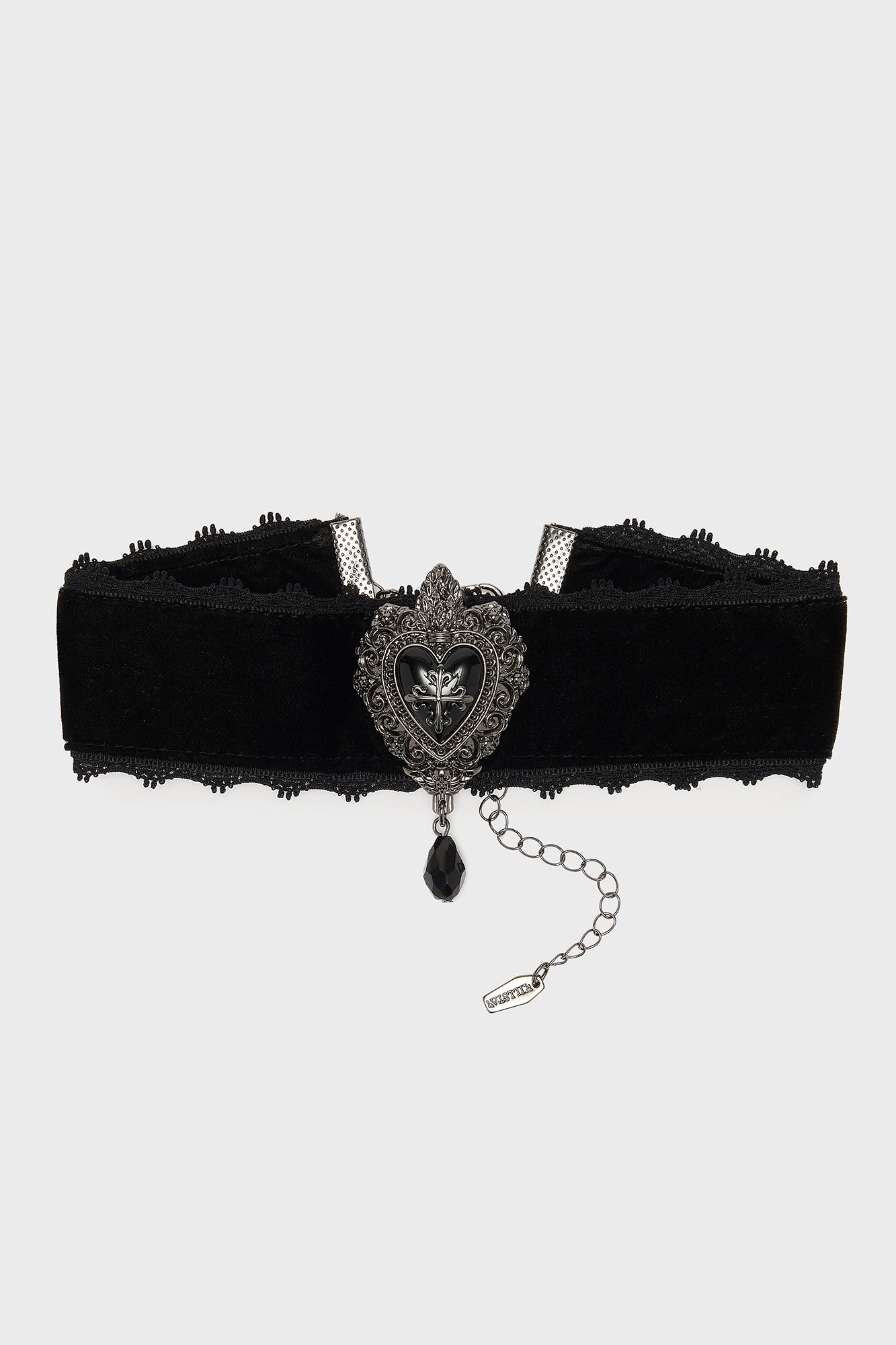 Killstar Darkmoor Academy Velvet Choker with Heart Pendant