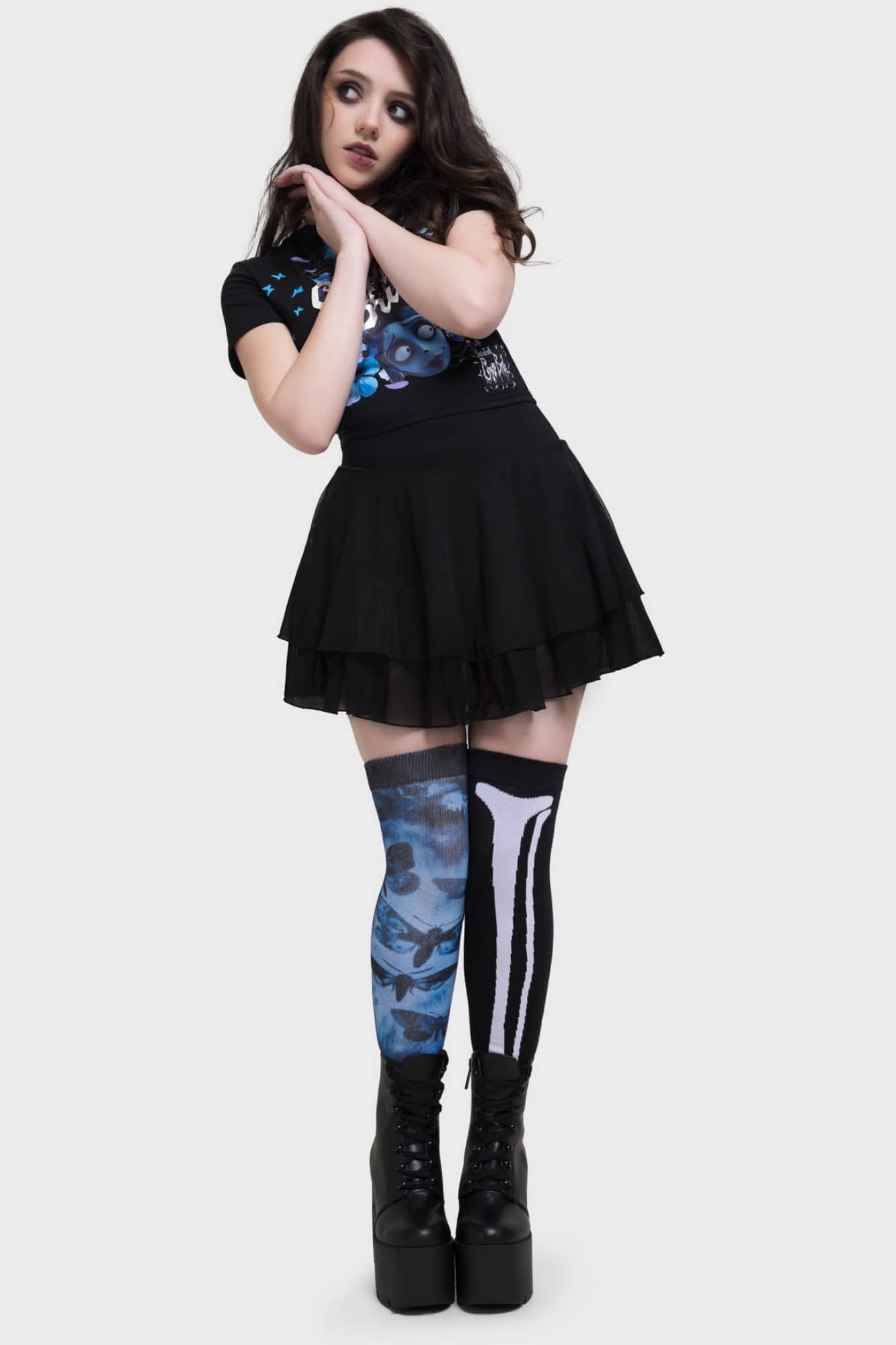 Killstar Corpse Bride Butterfly Knee High Socks