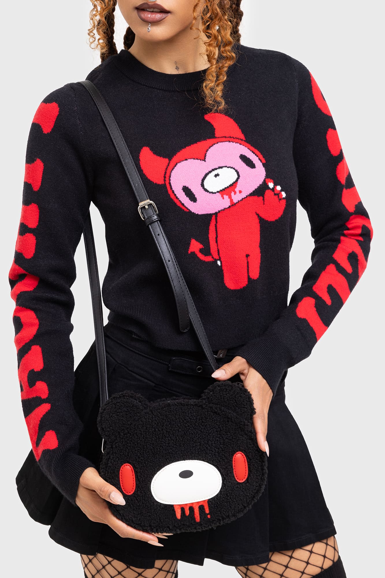 Killstar Gloomy Bear Crossbody Bag with Adjustable Strap