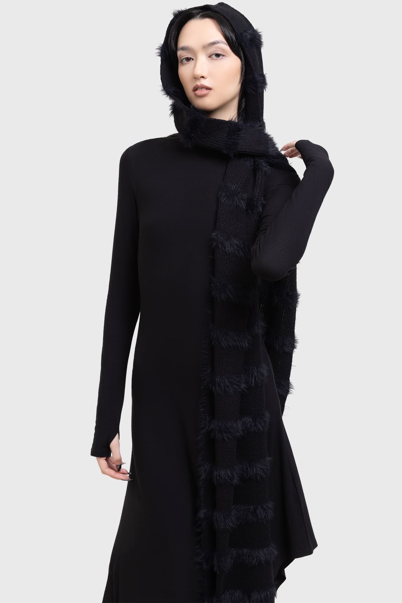 KIHILIST Striped Hooded Scarf - Oversized & Soft Knit