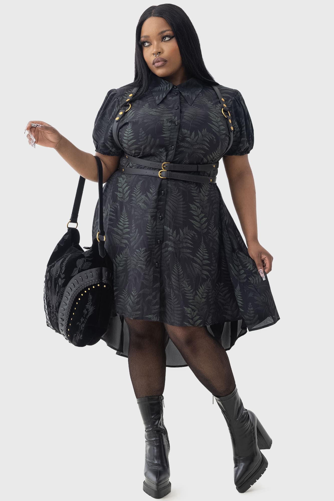 Killstar Magictwill Velvet Shoulder Bag with Embroidery