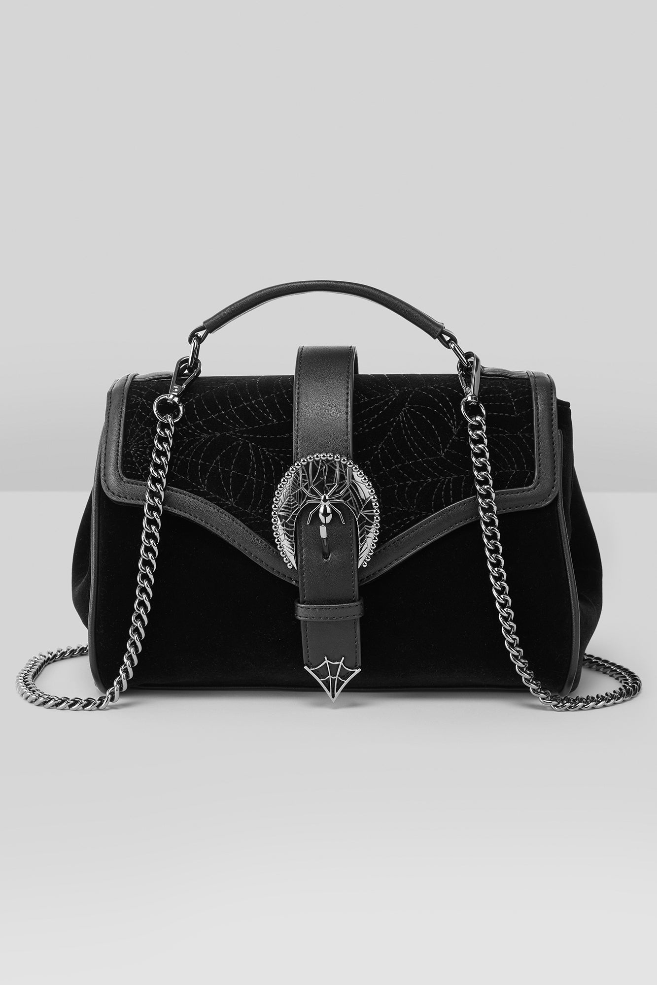Killstar Lady Arachne Velvet Shoulder Bag with Chain Strap