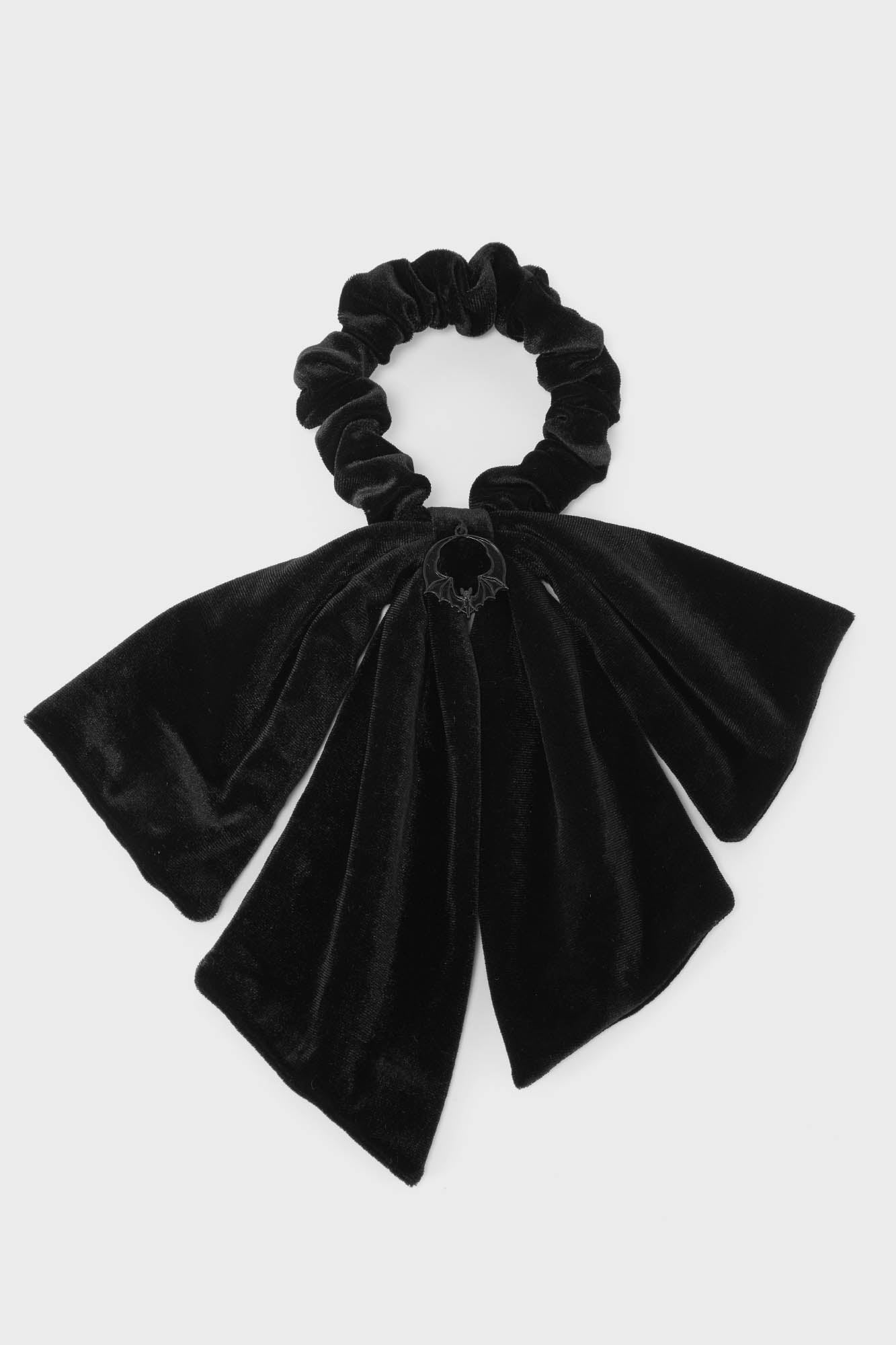 KILLSTAR Velvet Hair Bow with Bat Decal & Scrunchy