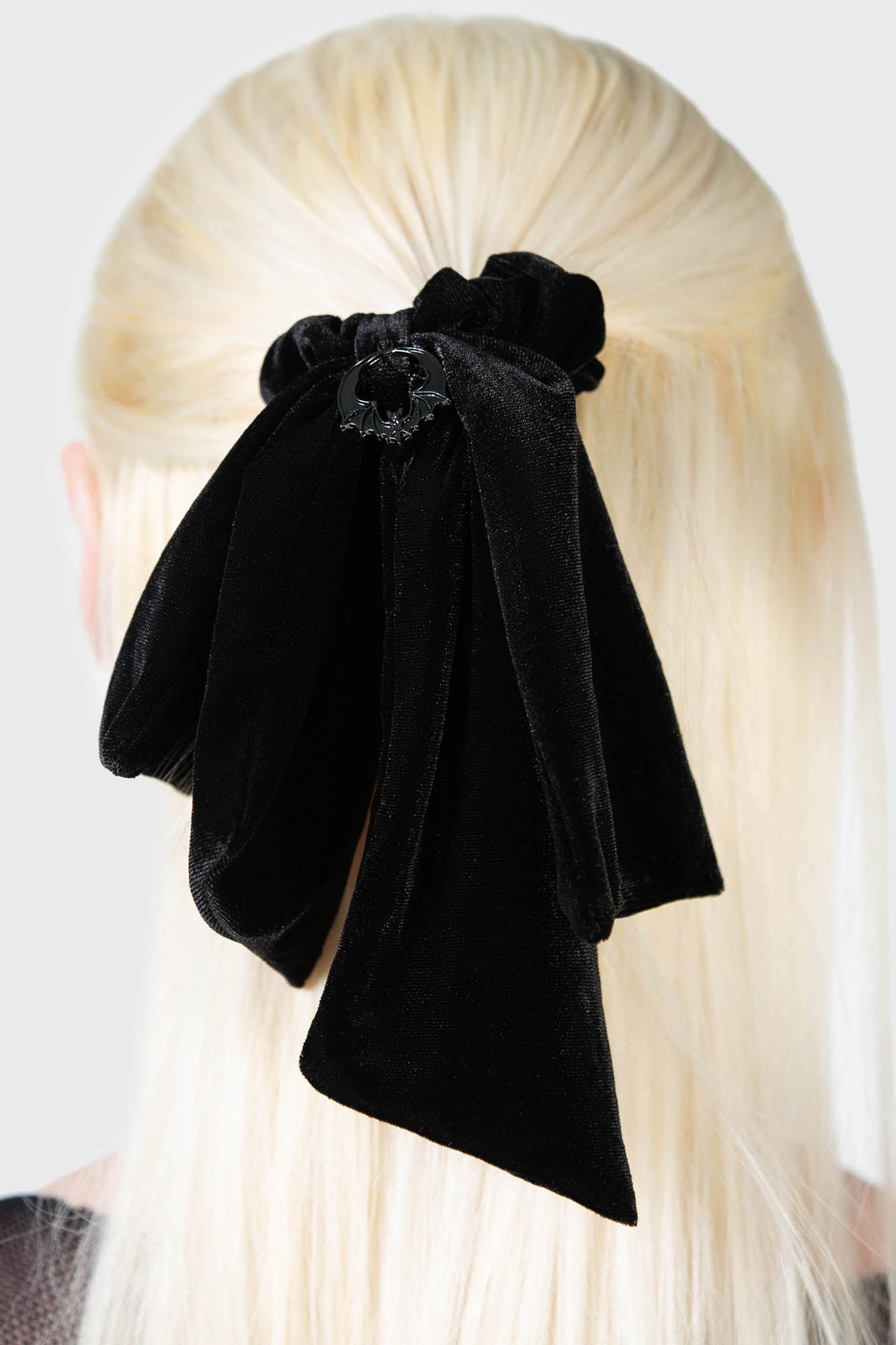 KILLSTAR Velvet Hair Bow with Bat Decal & Scrunchy
