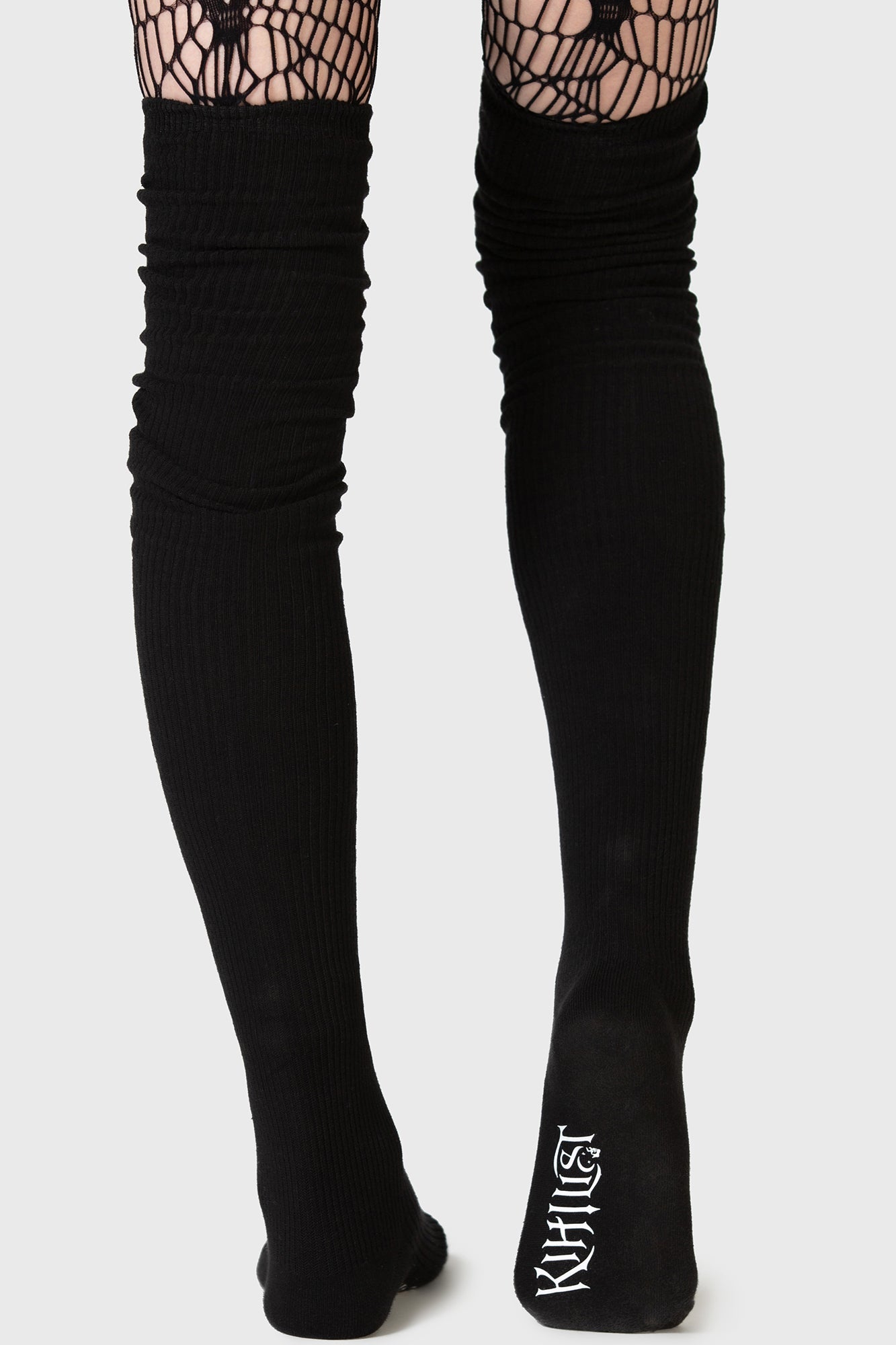 Kurika Over the Knee Socks - Ribbed Knit with KIHLIST Print