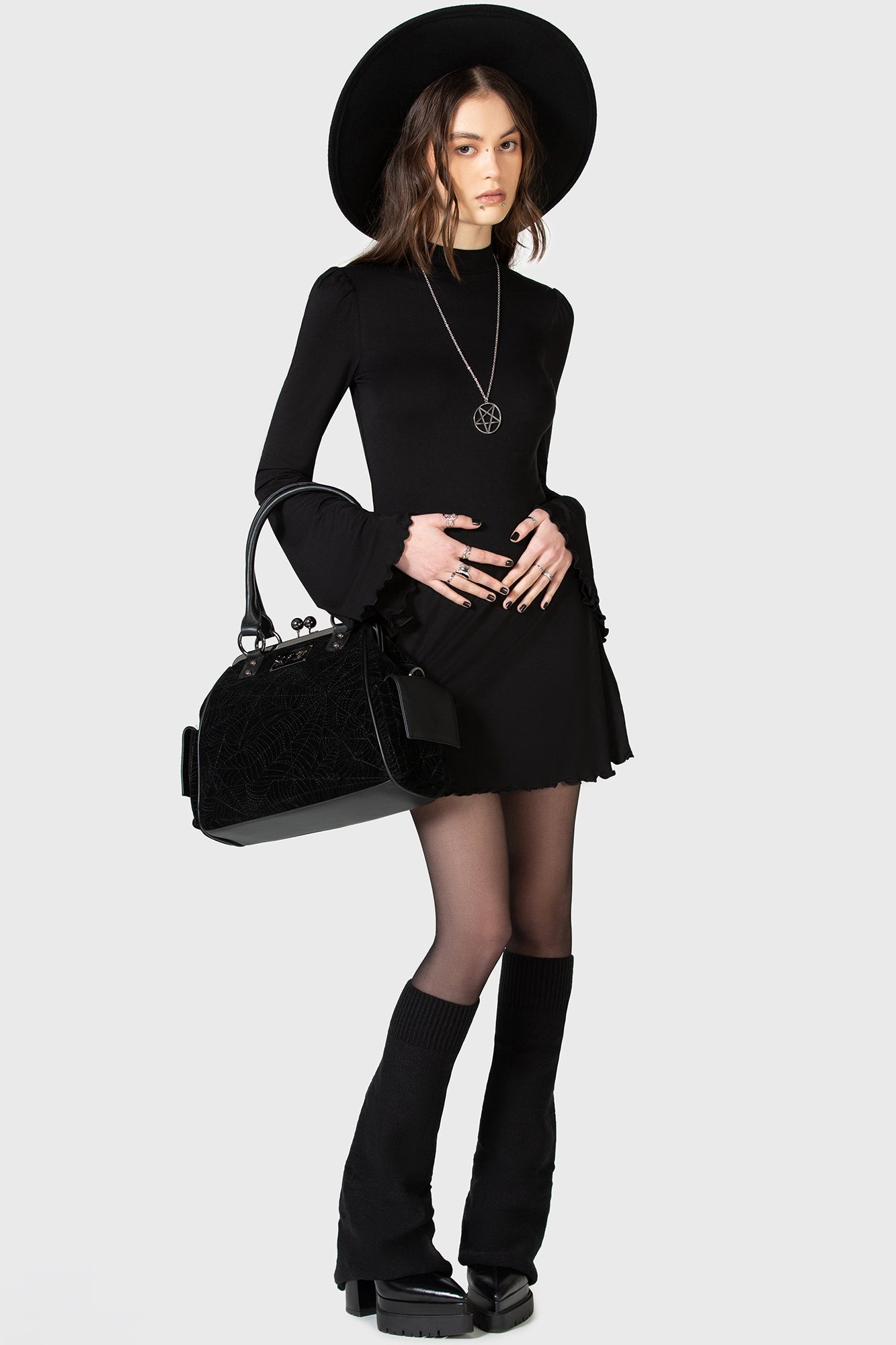 Velvet Spiderweb Handbag with Detachable Strap – KIHILIST Ceaseless Night