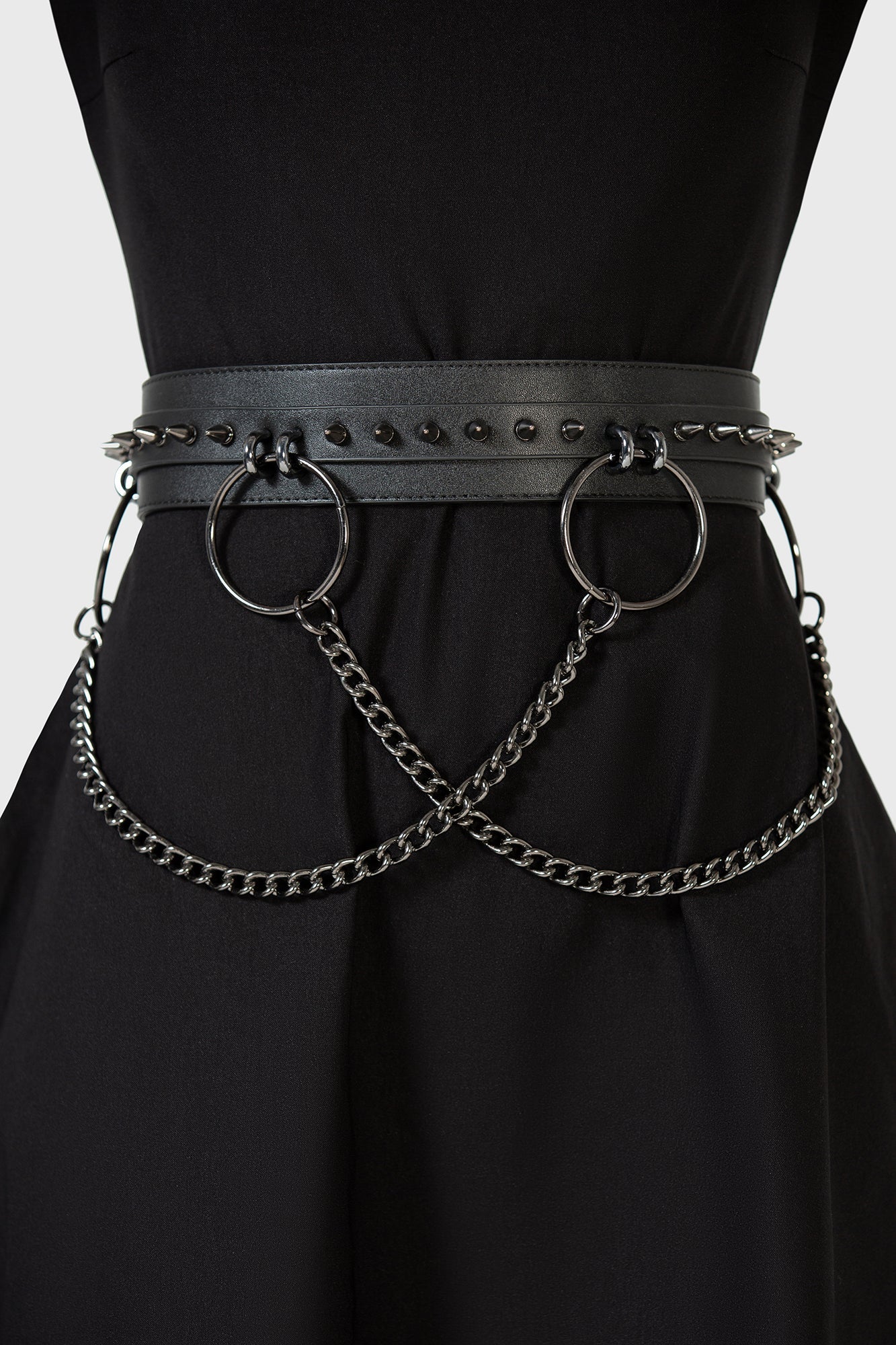KIHILIST Learn From Miseries PU Belt with Metal Chains & Spikes
