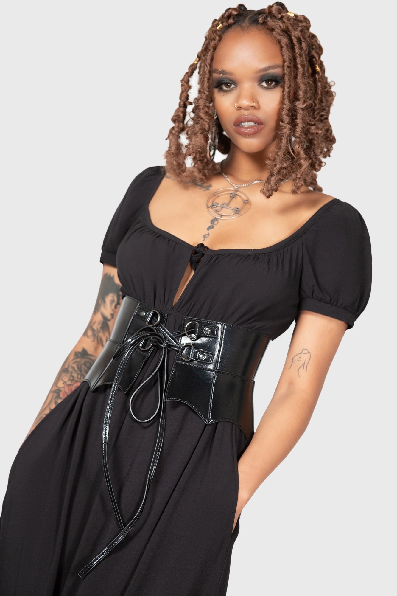 Killstar Bat Peplum Corset with Adjustable Lace-Up