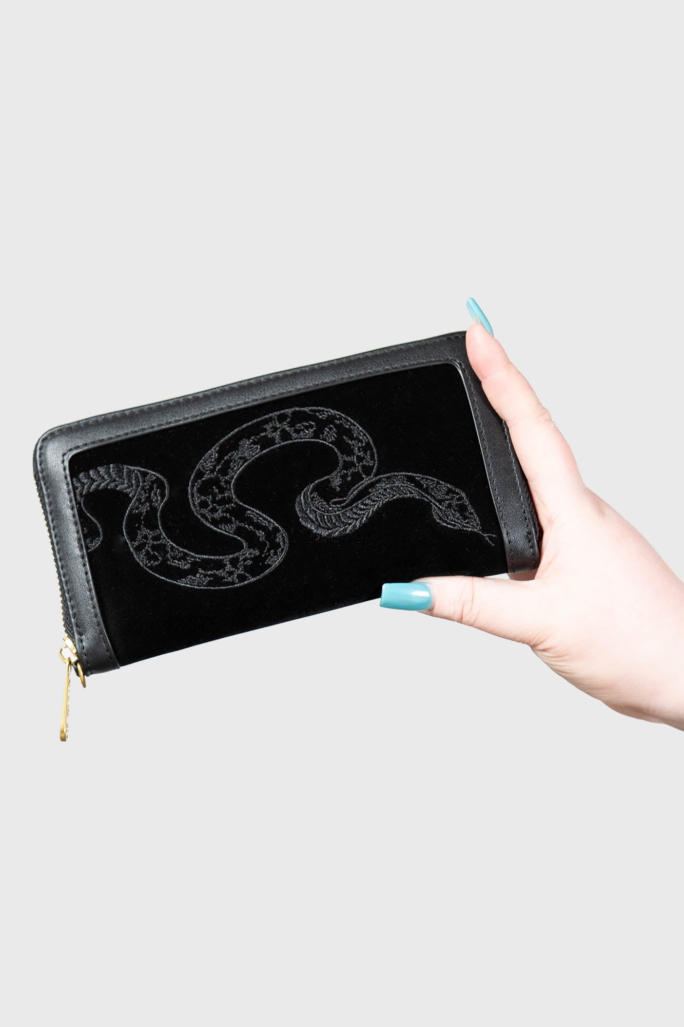 Killstar Hiss Me Snake Embroidery Faux Leather Wallet with Detachable Strap