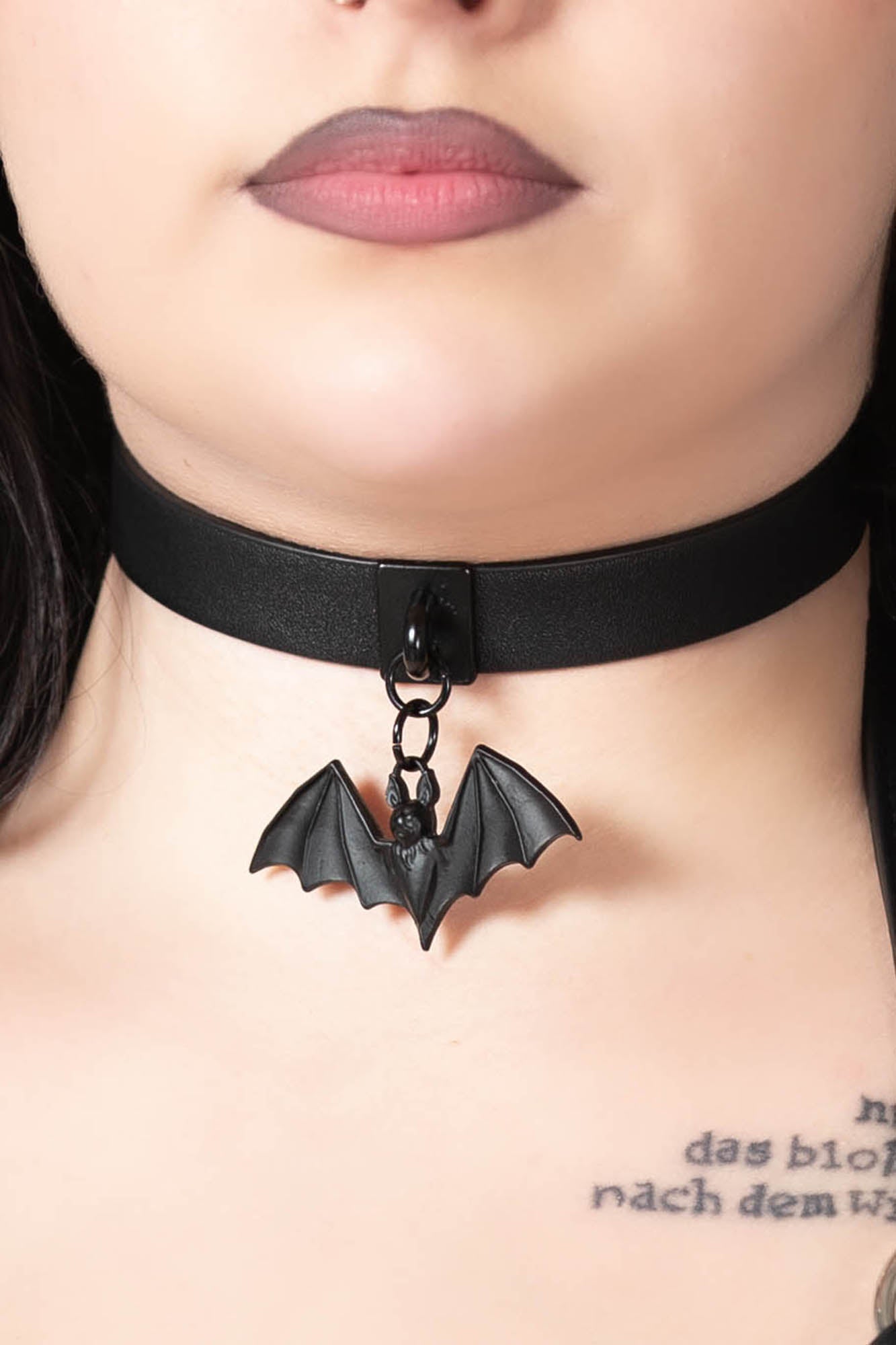 Killstar Little Bats Faux Leather Choker with Bat Pendant
