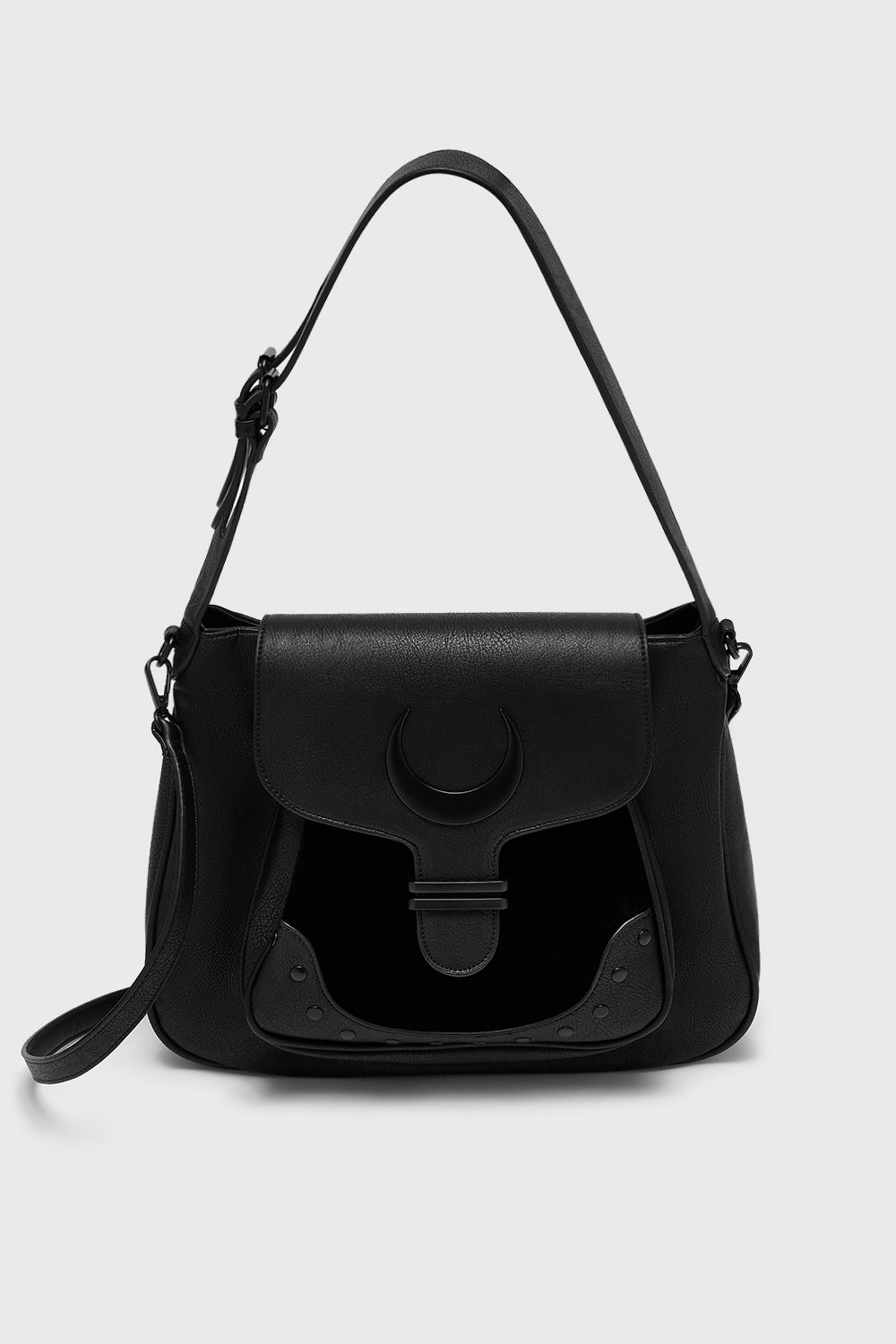 Killstar Sacred Moon Faux Leather Satchel Bag with Adjustable Strap