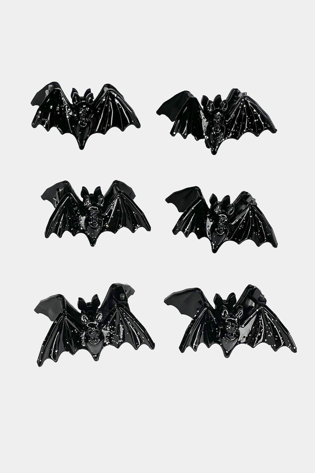 KILLSTAR Bat Hair Clips - Glittery Gothic Hair Claws (6-Pack)