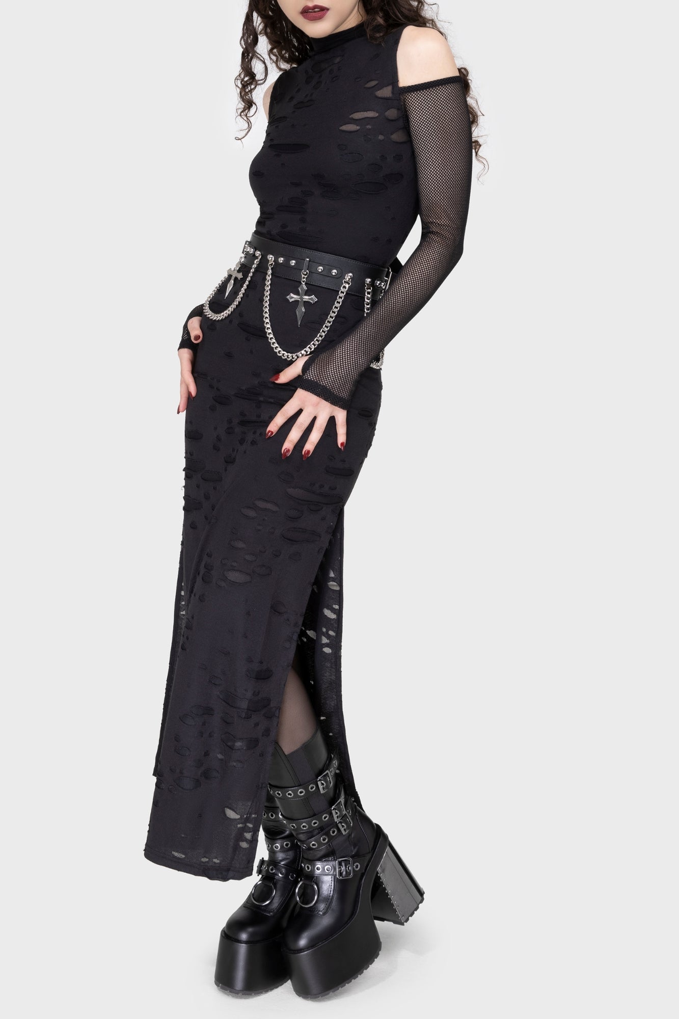 Killstar Hope To Die Faux Leather Cross Belt with Chains