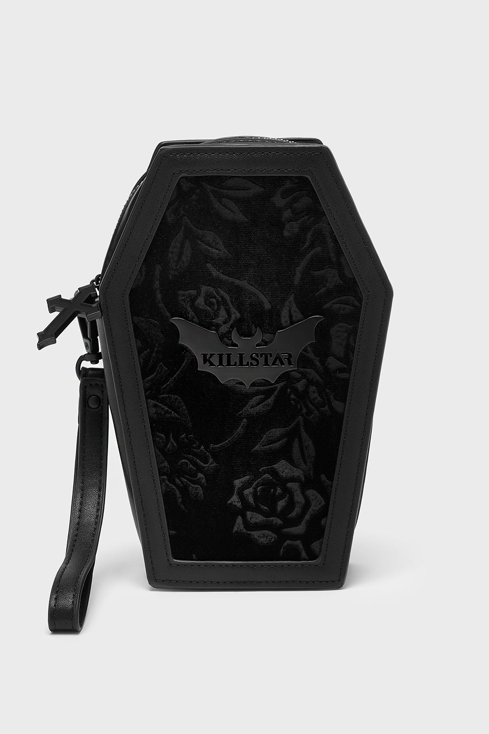 Vampire's Kiss Coffin Wallet - Gothic Faux-Leather & Velvet Zip Closure