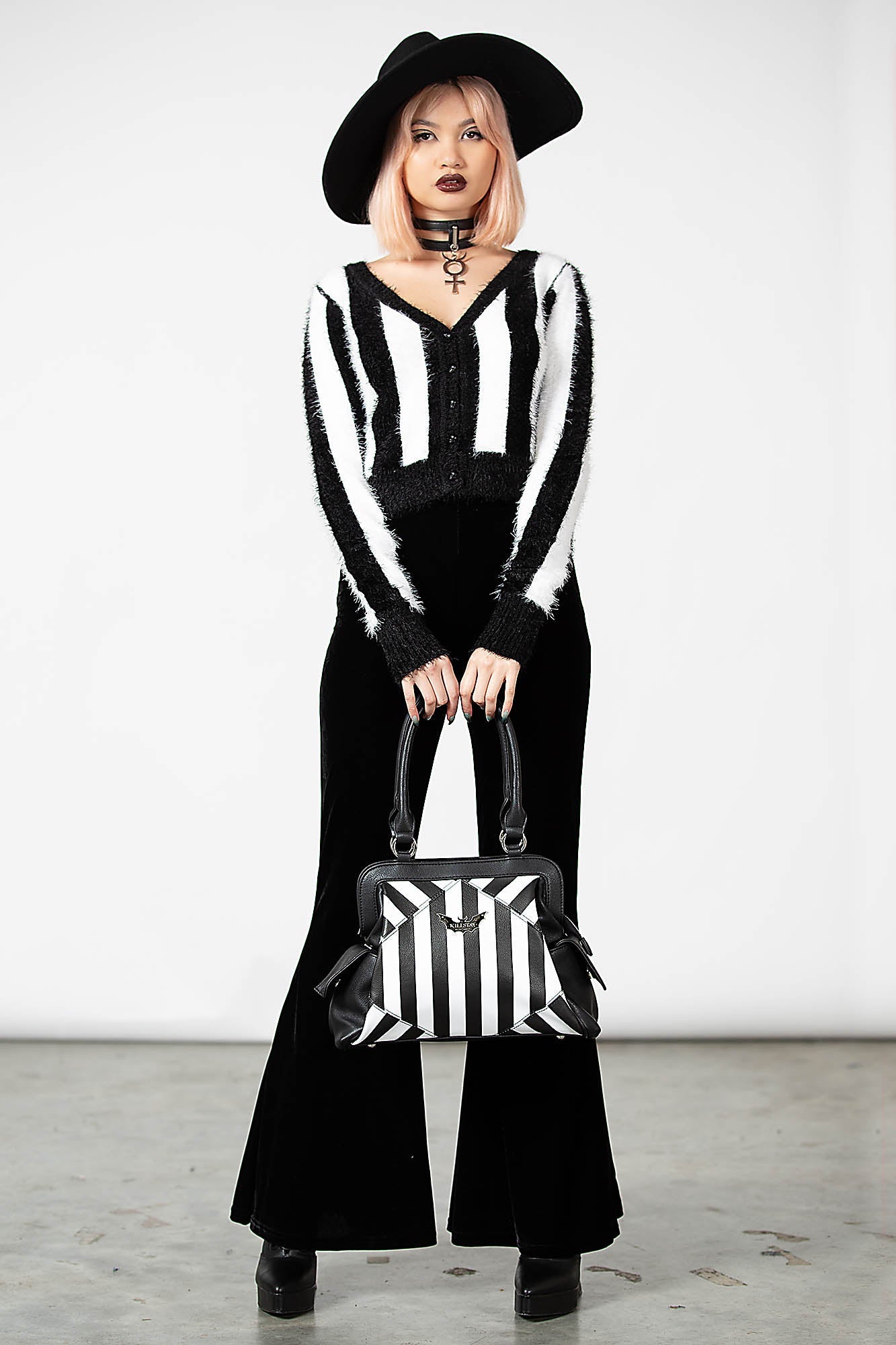 KILLSTAR Never Trust The Living Faux Leather Handbag with Bat Plaque