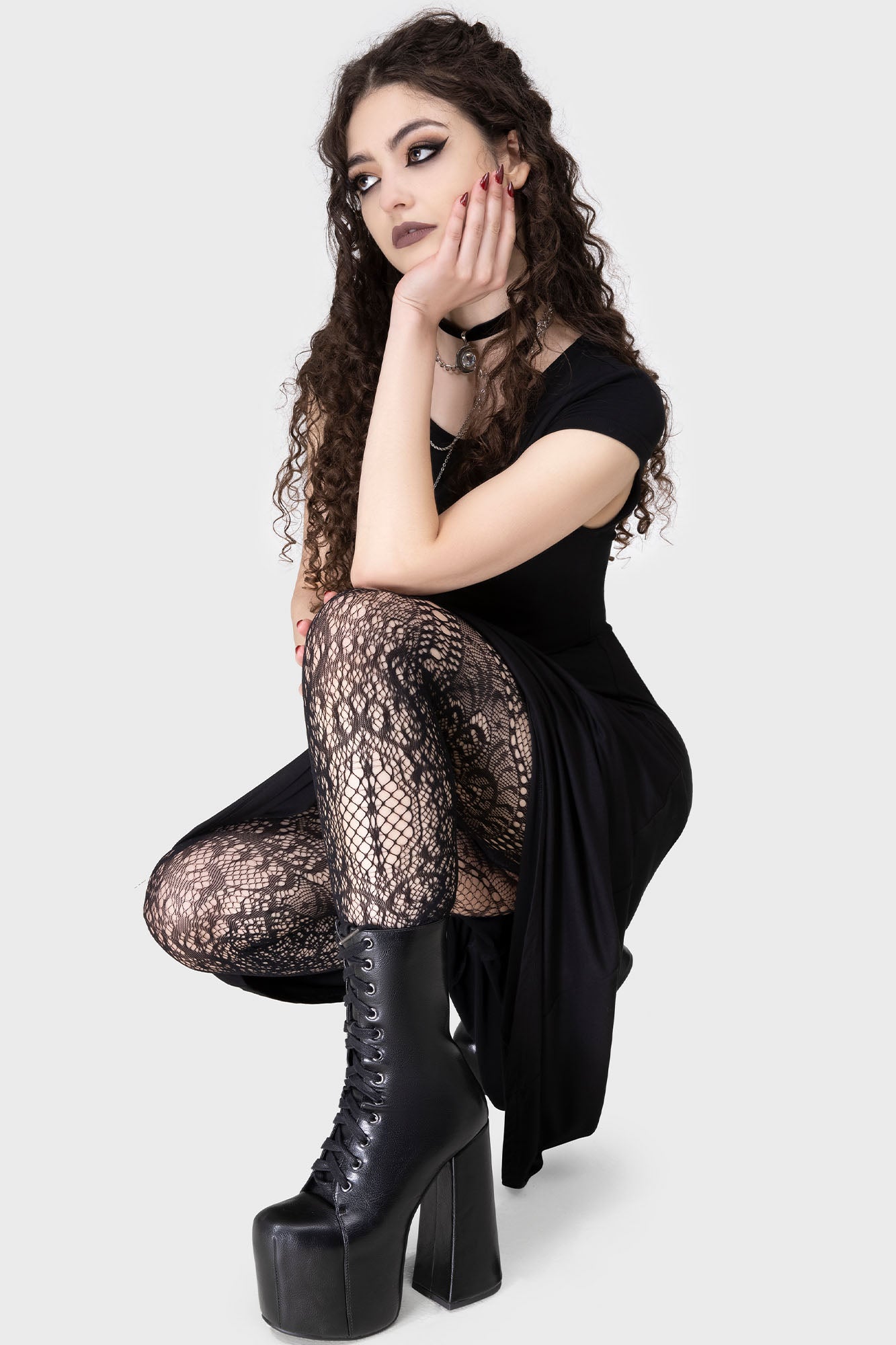 Killstar Empyrean Lace Leggings - Nylon Mix, One Size