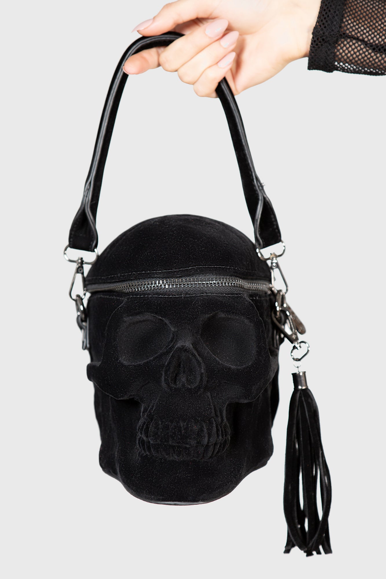 Killstar Velvet Grave Digger Skull Crossbody Bag