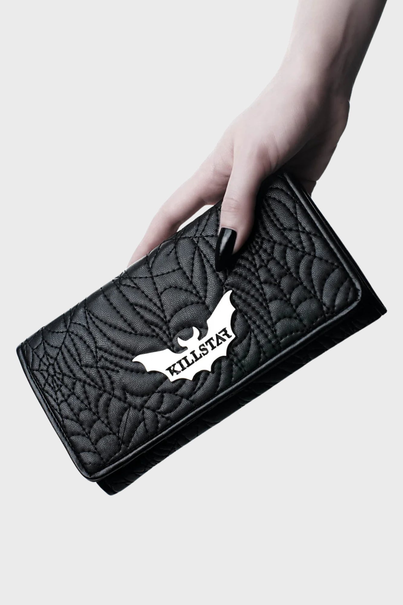 Killstar Webutant Faux Leather Wallet with Embroidery - 8" x 5"