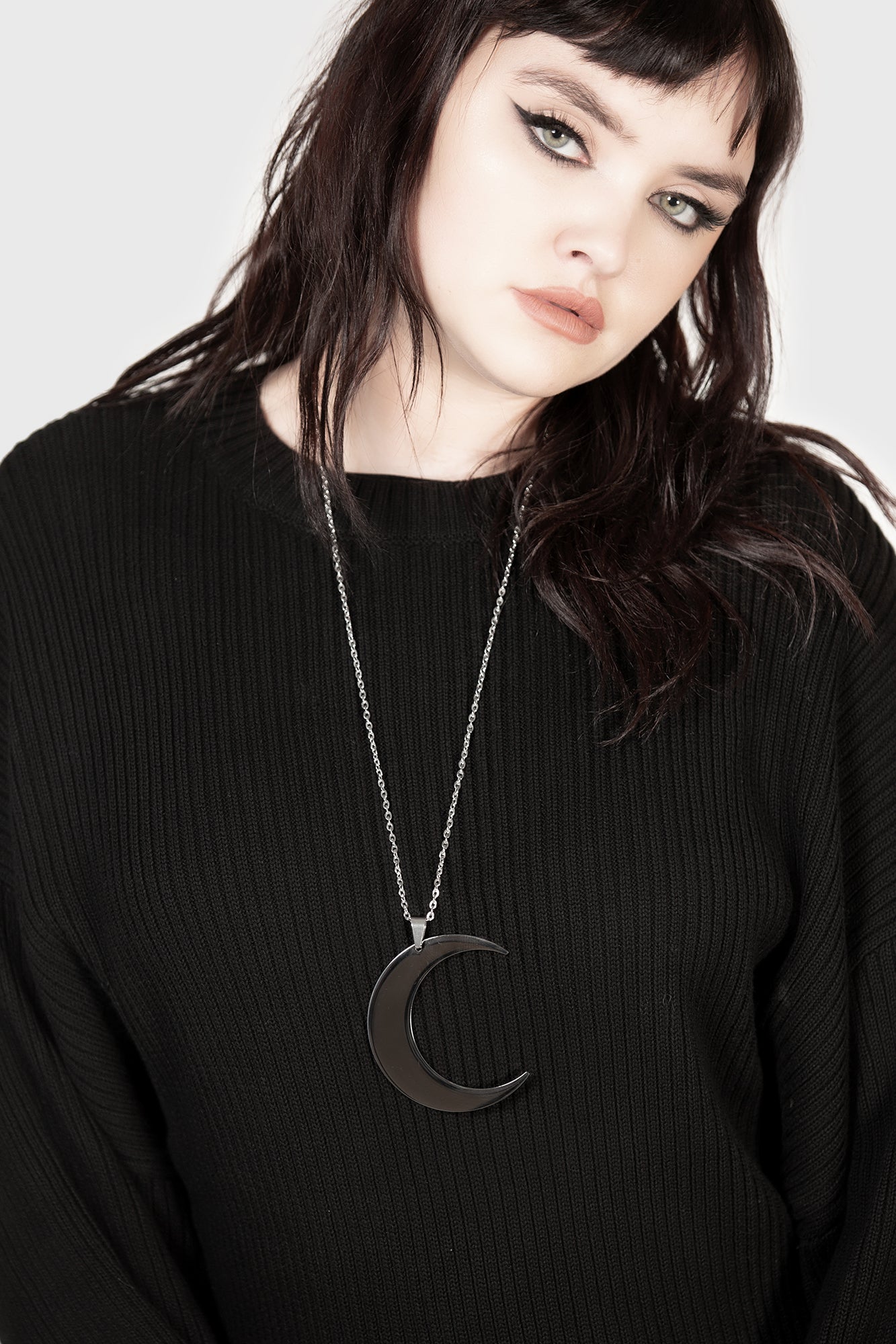 Killstar Luna Moon Pendant Necklace - Stainless Steel Gothic Jewelry