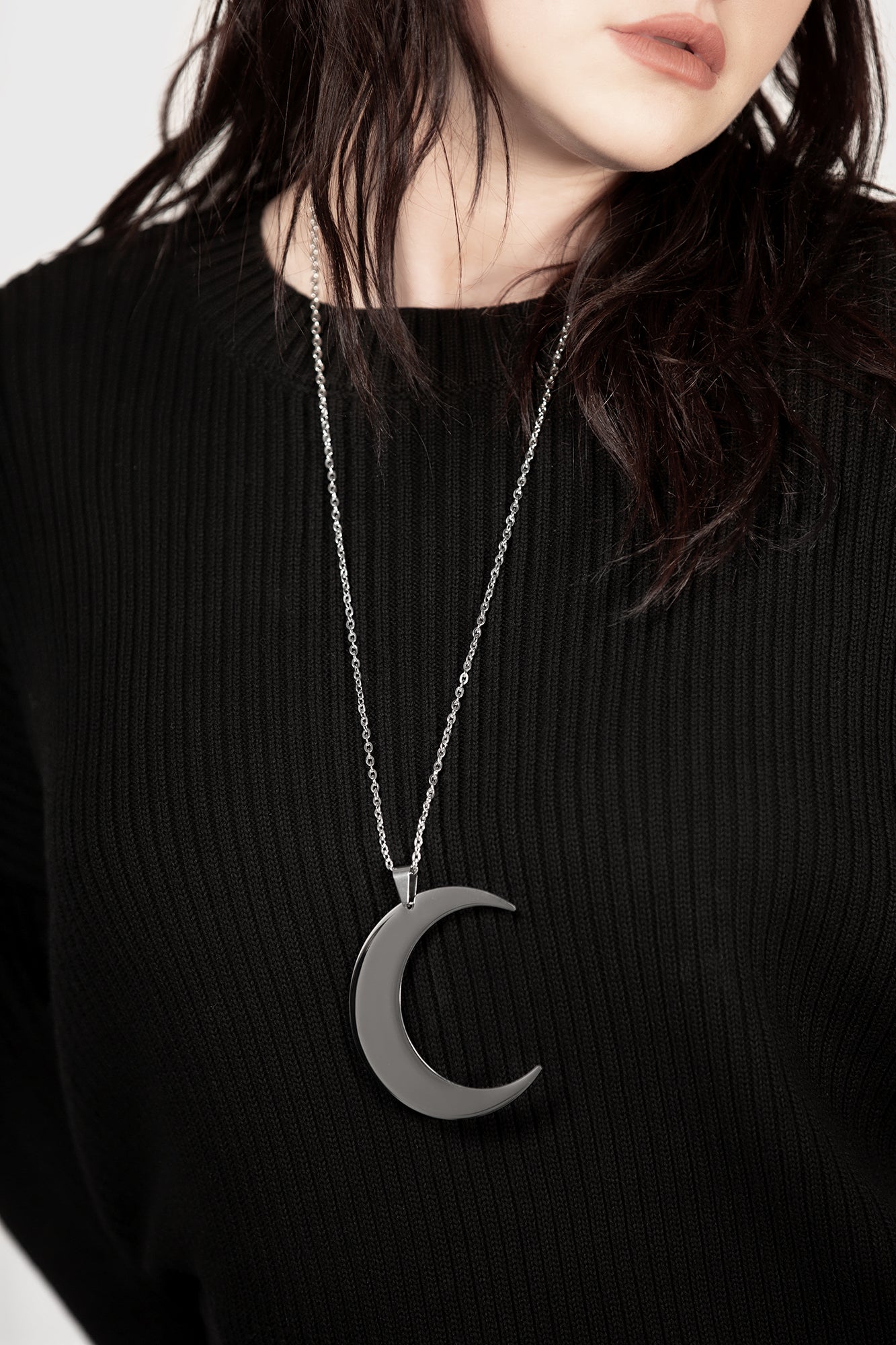 Killstar Luna Moon Pendant Necklace - Stainless Steel Gothic Jewelry